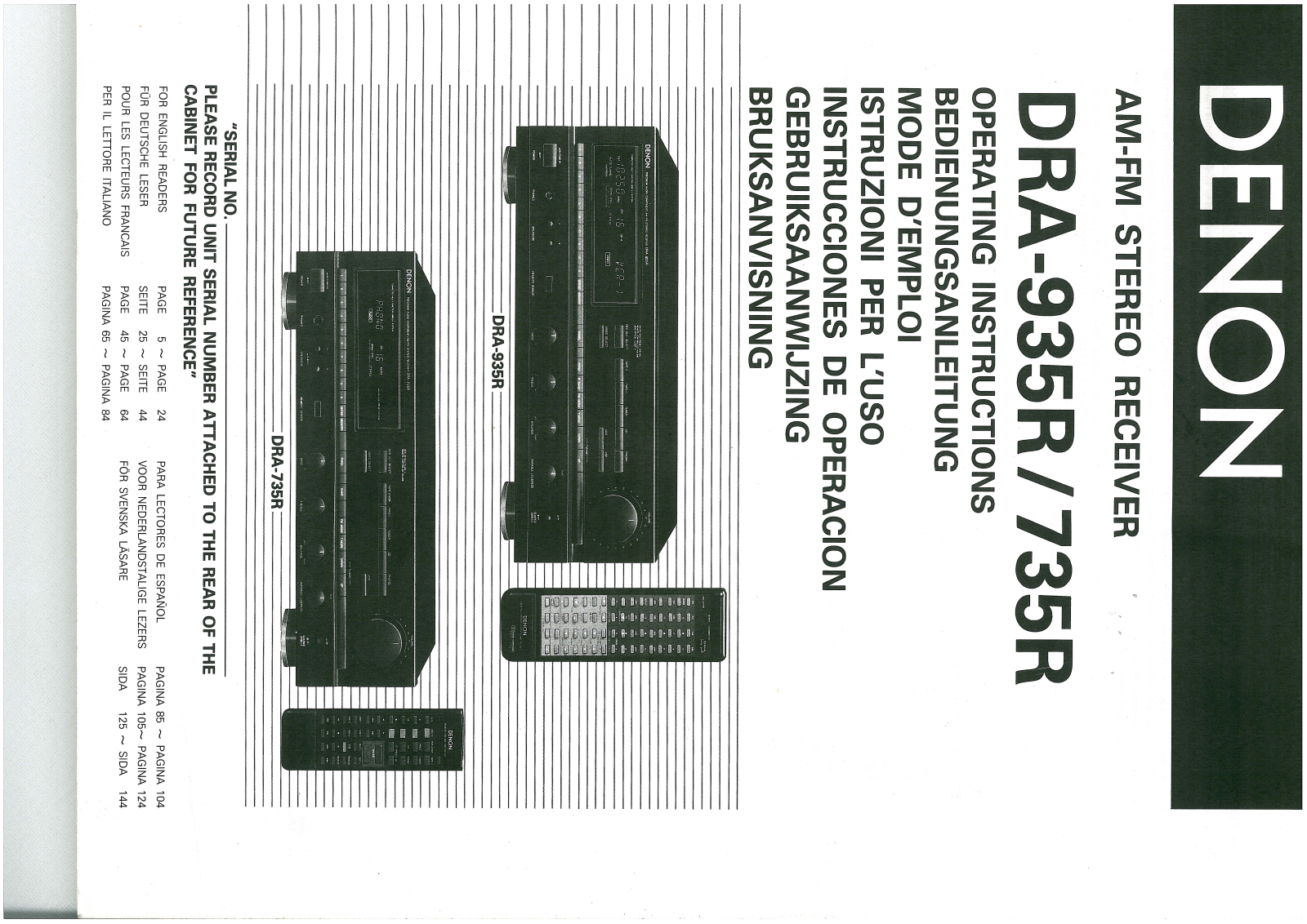 Denon DRA-735R, DRA-935R Owner's Manual