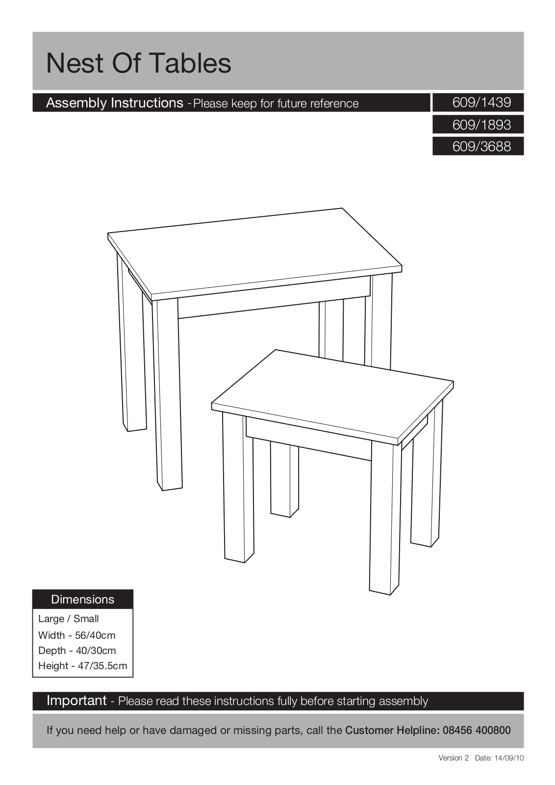 Argos 6091439 ASSEMBLY INSTRUCTIONS