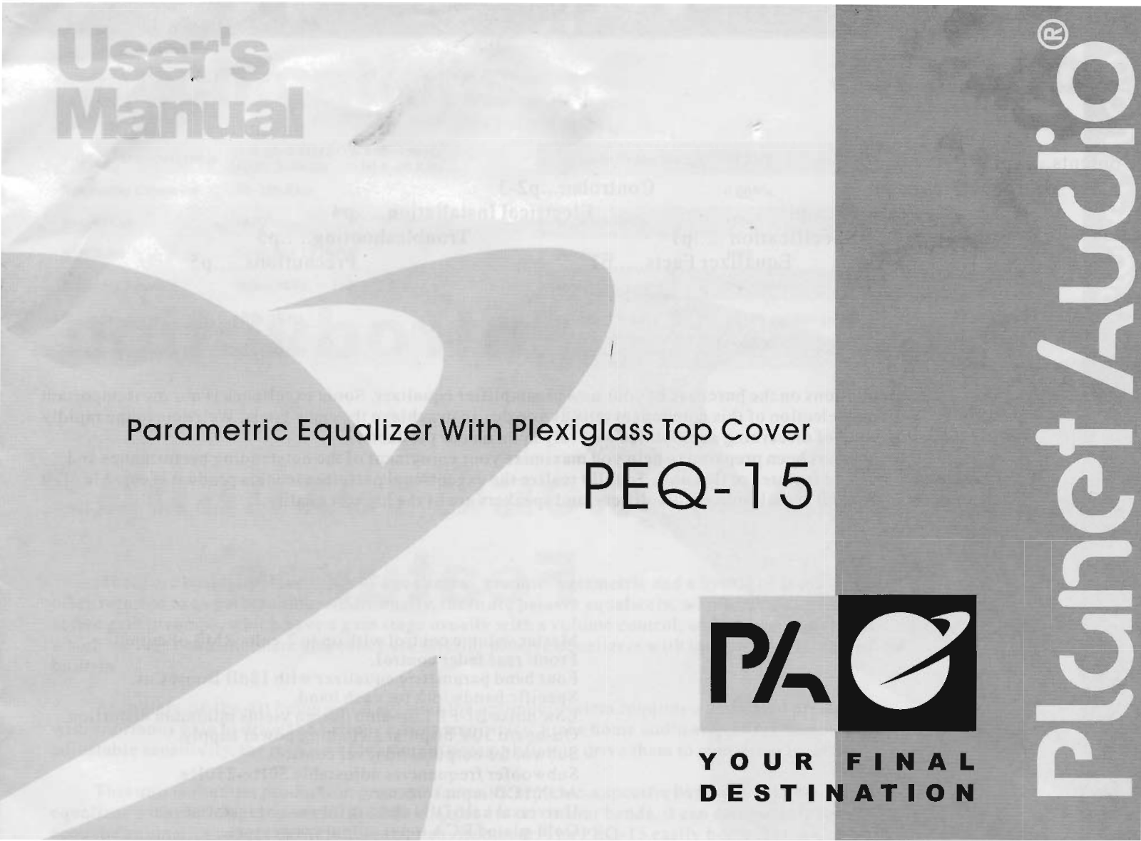 Planet Audio PEQ-15 Users Manual