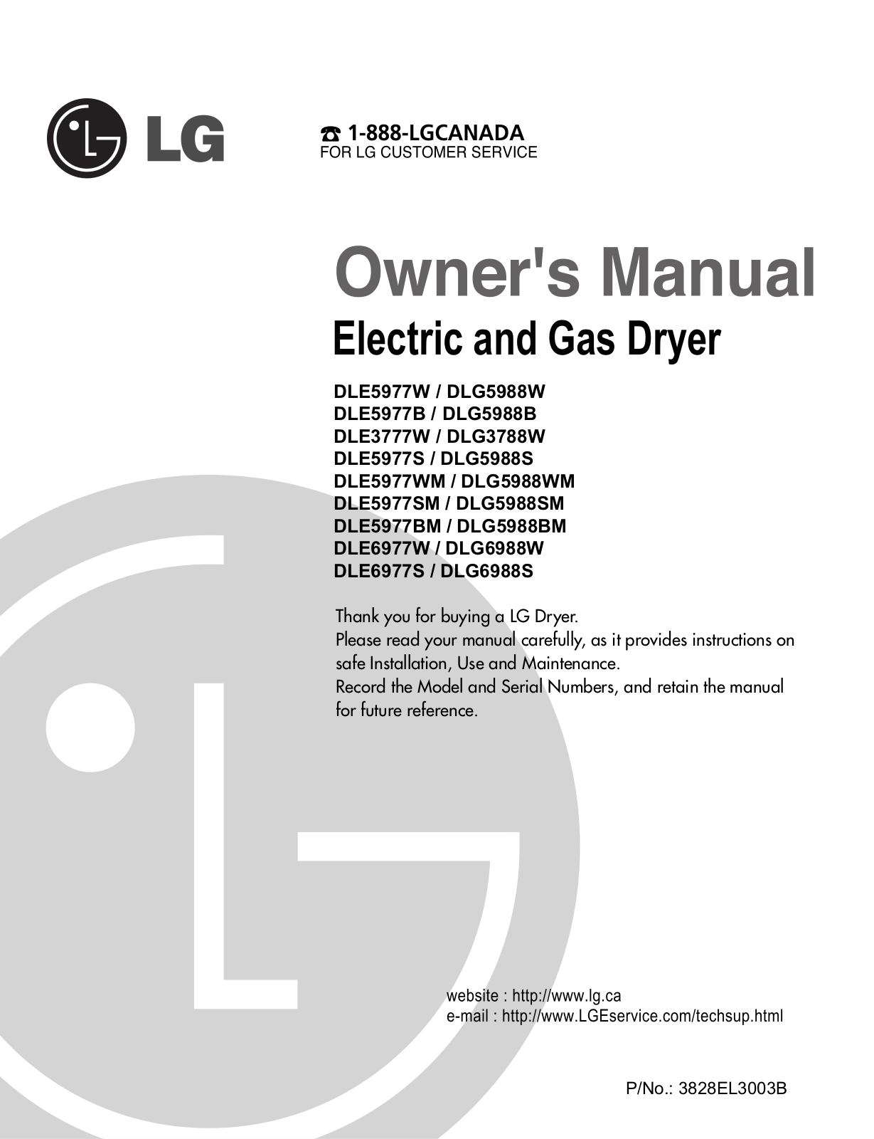 LG TD-V10051G, TD-V10050GM, TD-V10050E, TD-V10052E, TD-V10056G Owner’s Manual