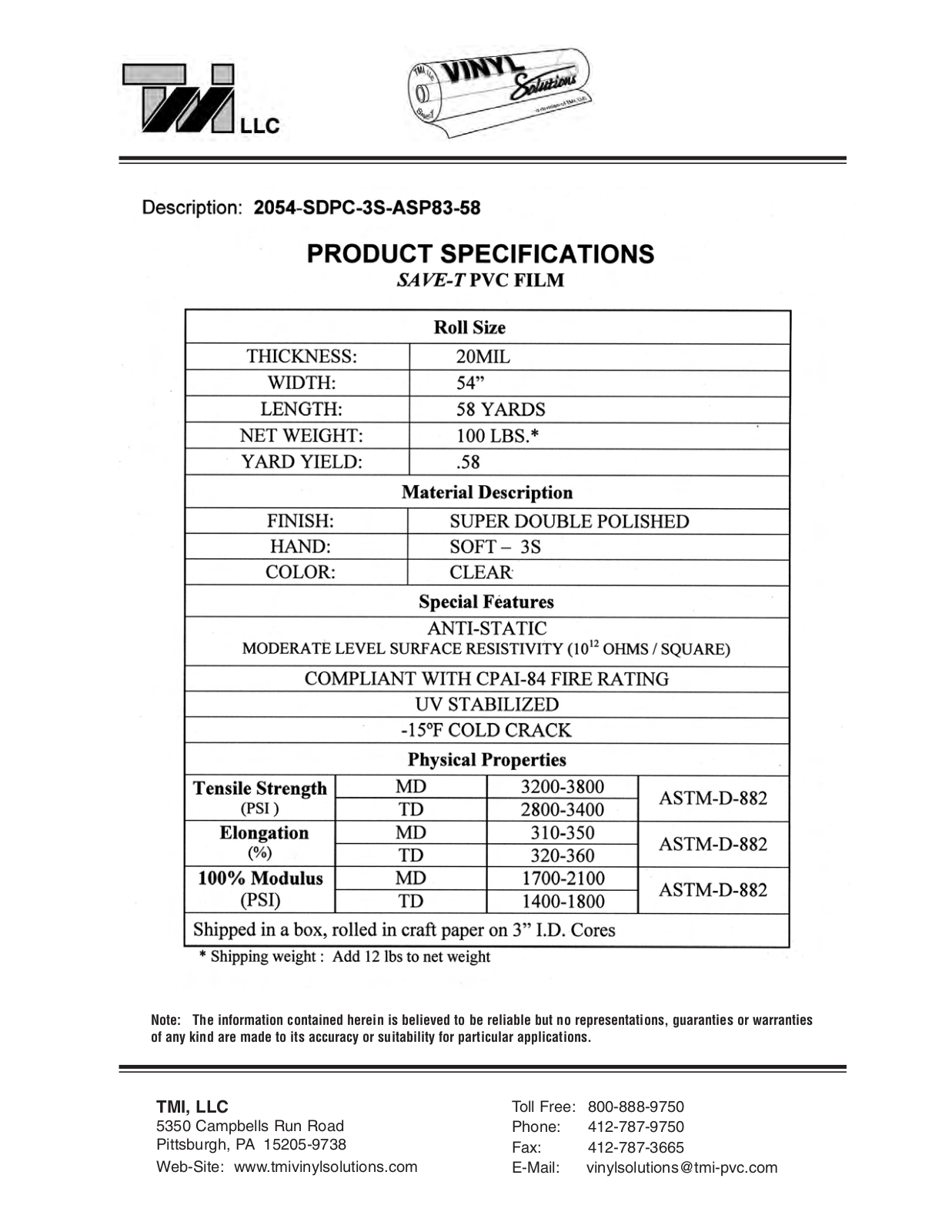 Tmi 2054-SDPC-3S-ASP83-58 User Manual