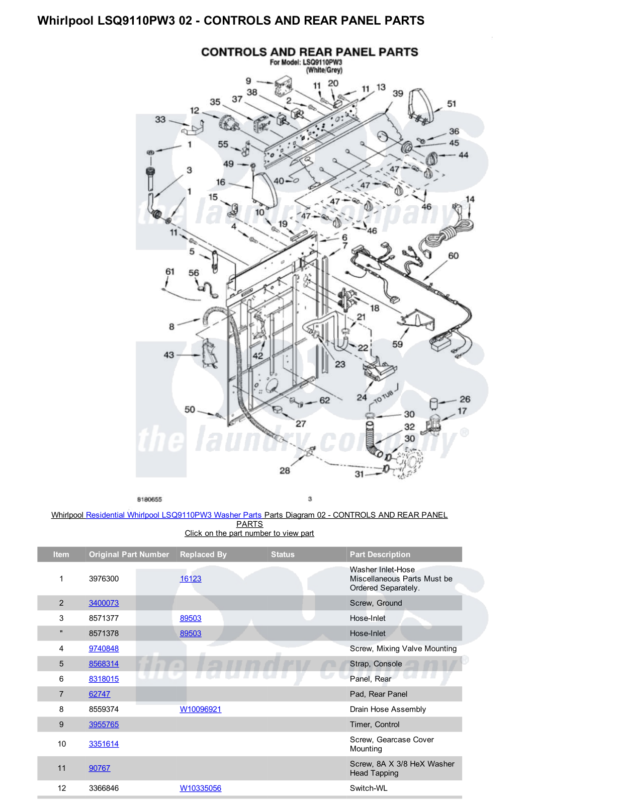 Whirlpool LSQ9110PW3 Parts Diagram