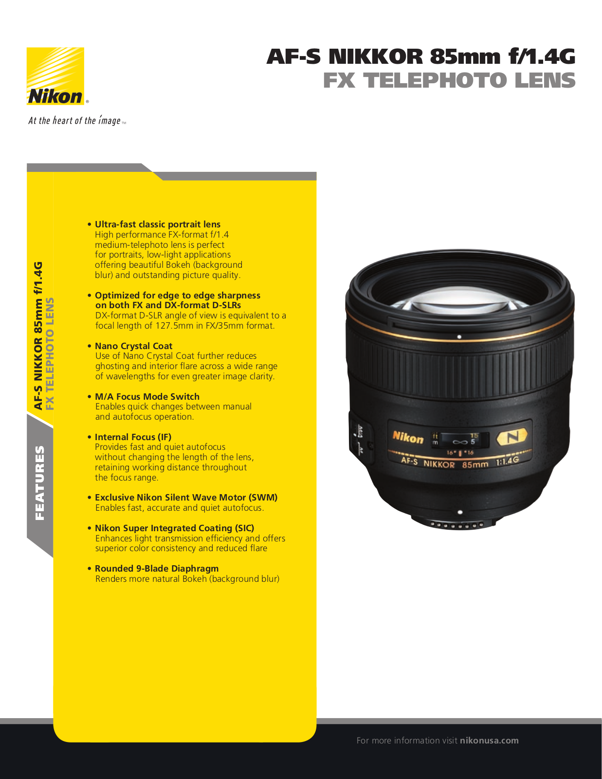 Nikon AF-S NIKKOR 85mm f/1.4G User Manual