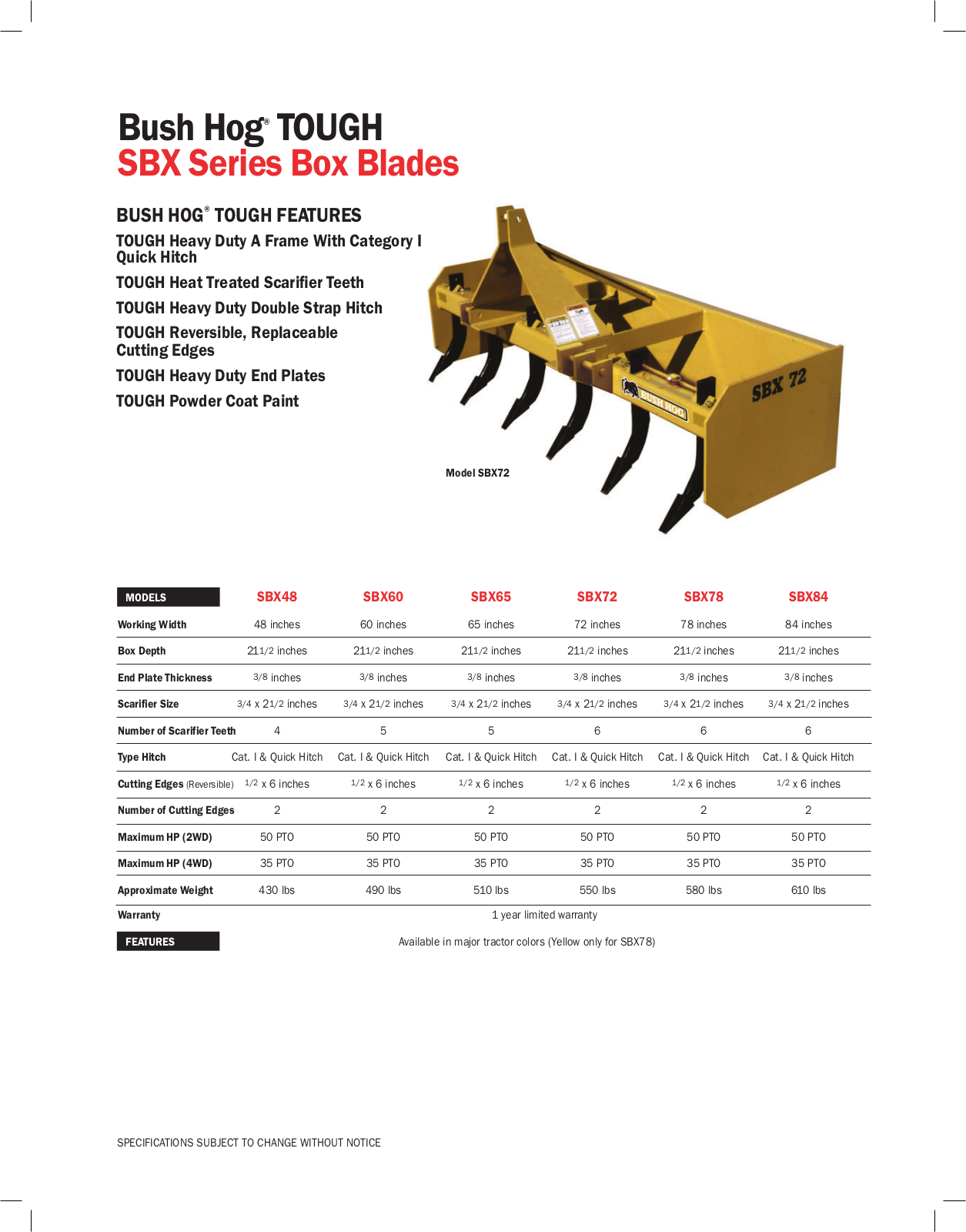 Bush Hog SBX User Manual