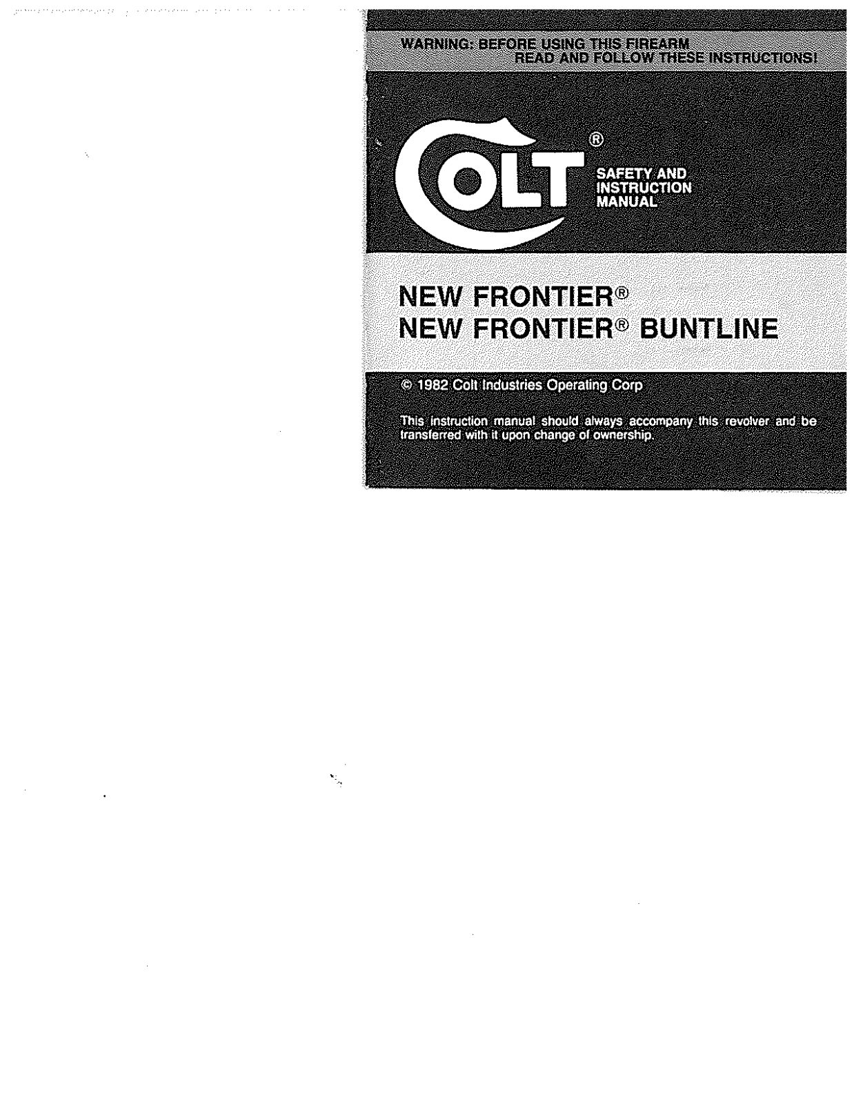 colt new frontier User Guide