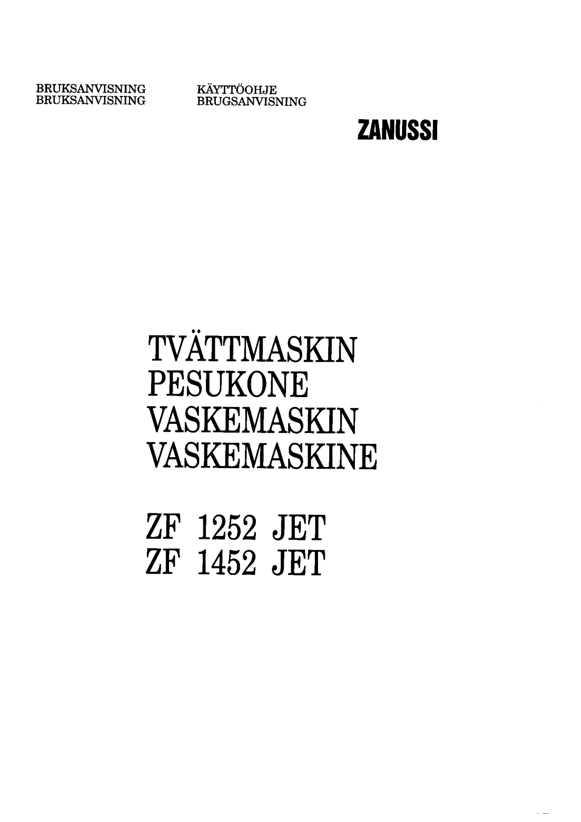 Zanussi ZF1452JET, ZF1252JET User Manual