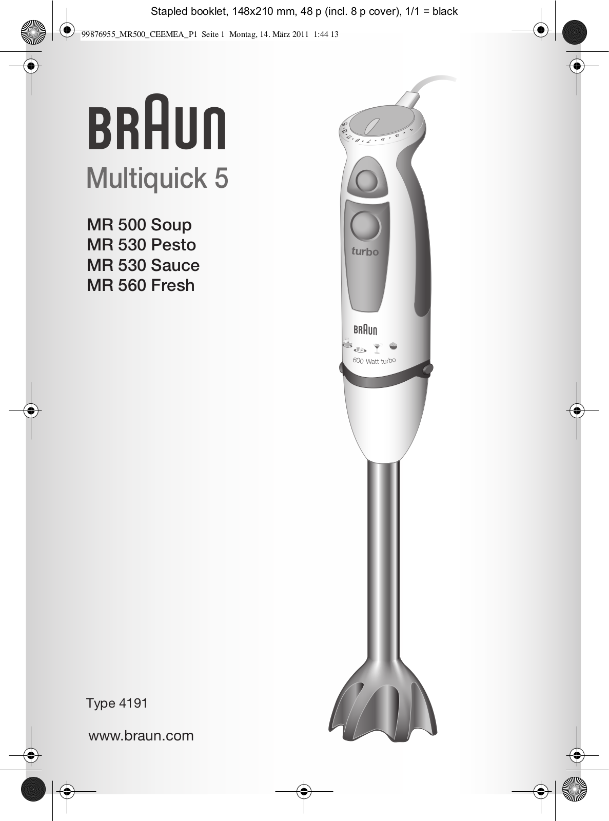 BRAUN MR530 User Manual