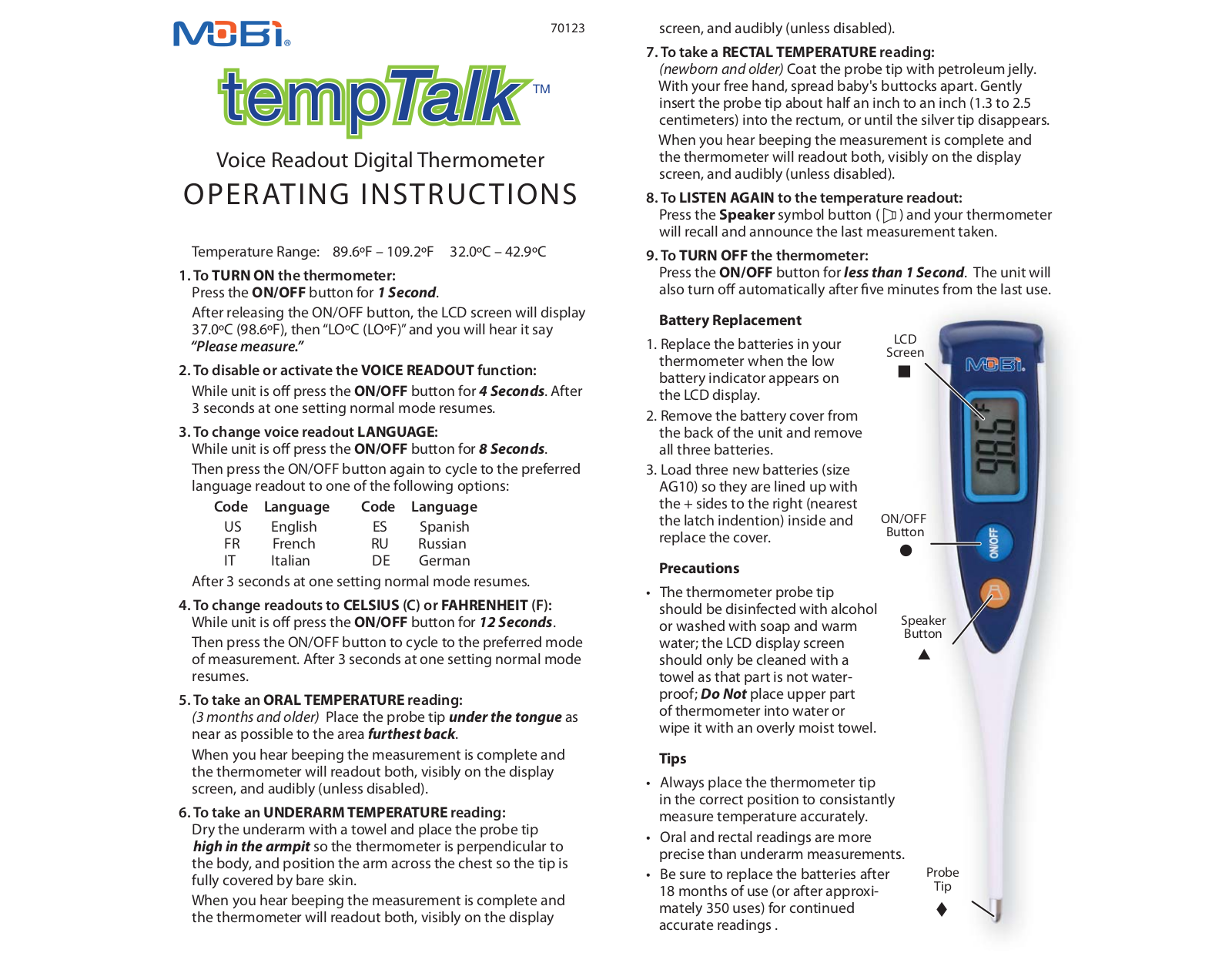 MOBI TECHNOLOGIES 70123 User Manual