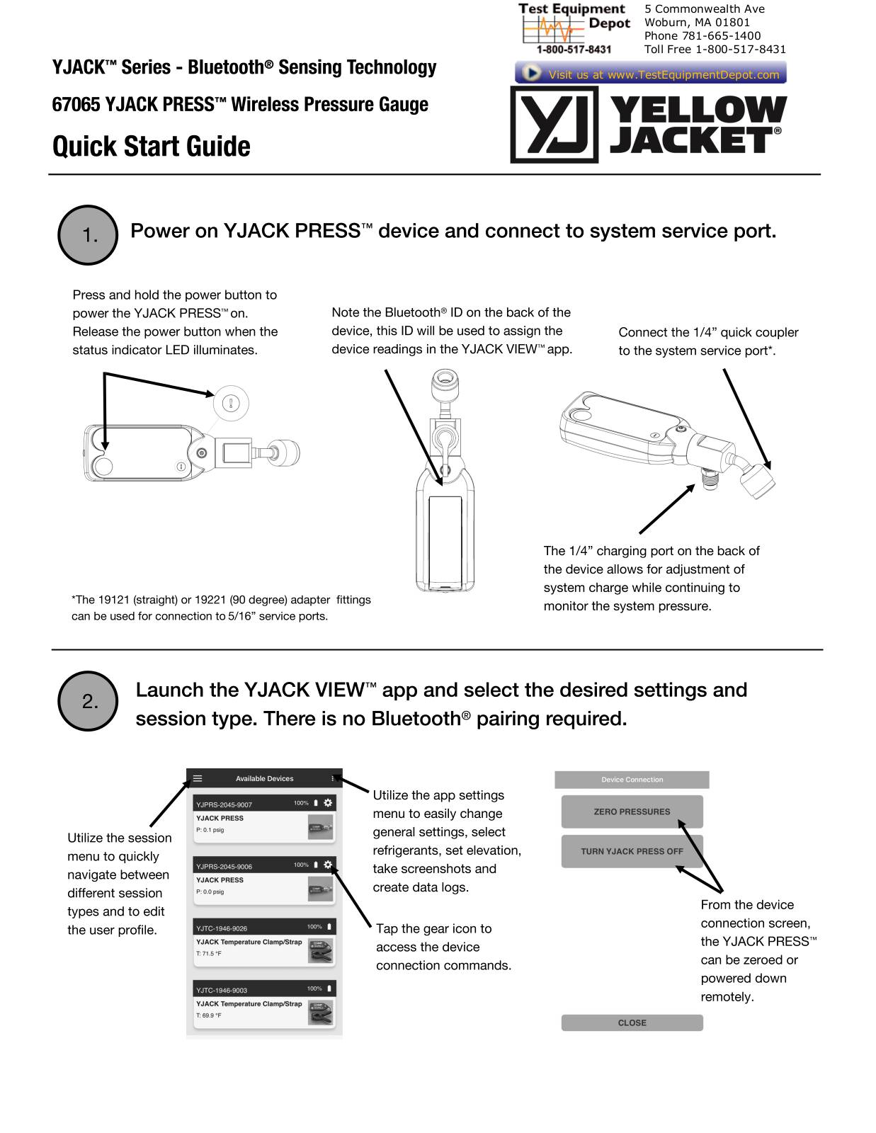 Yellow Jacket Yellow Jacket 67065 Quickstart - ManualMachine.com