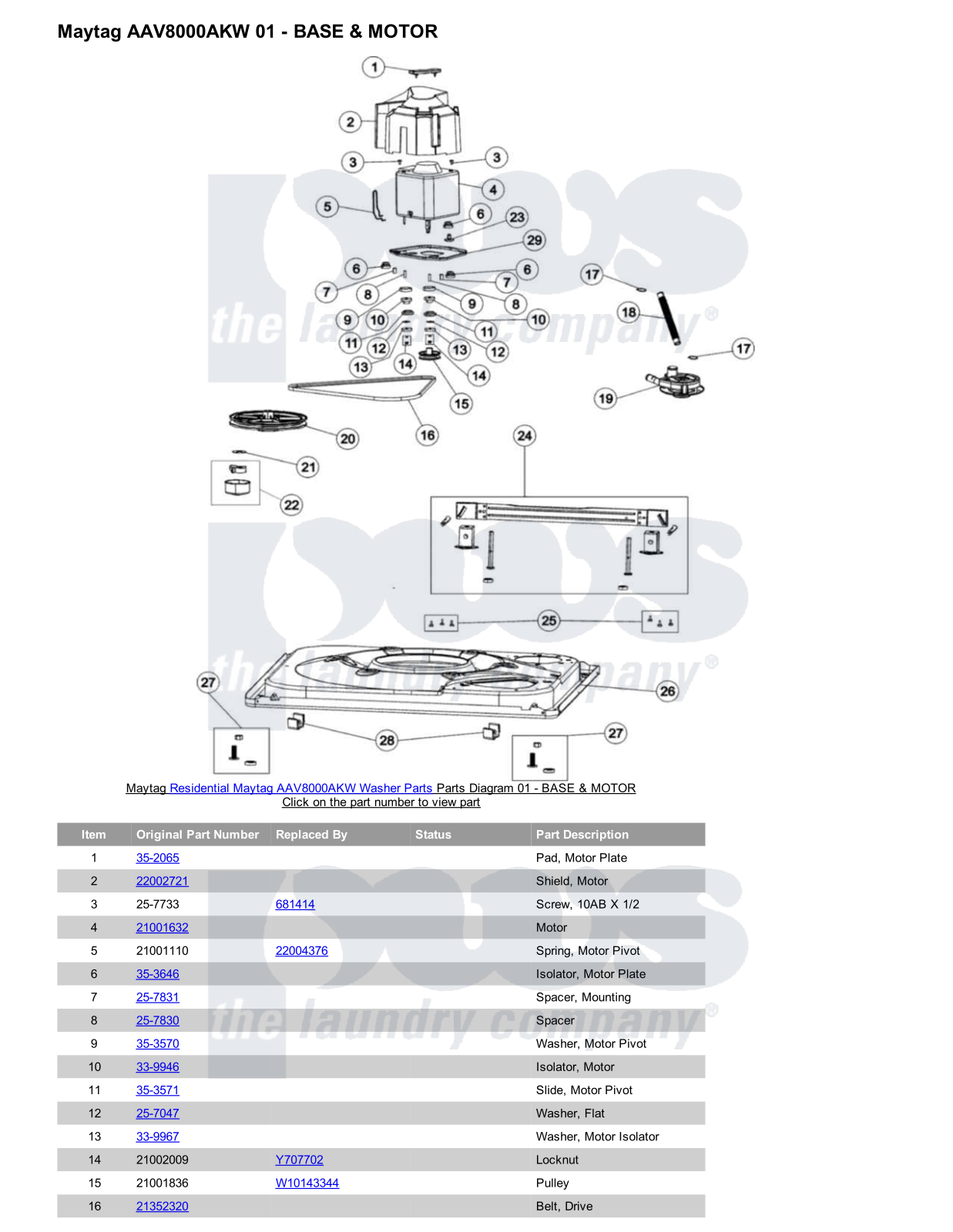 Maytag AAV8000AKW Parts Diagram