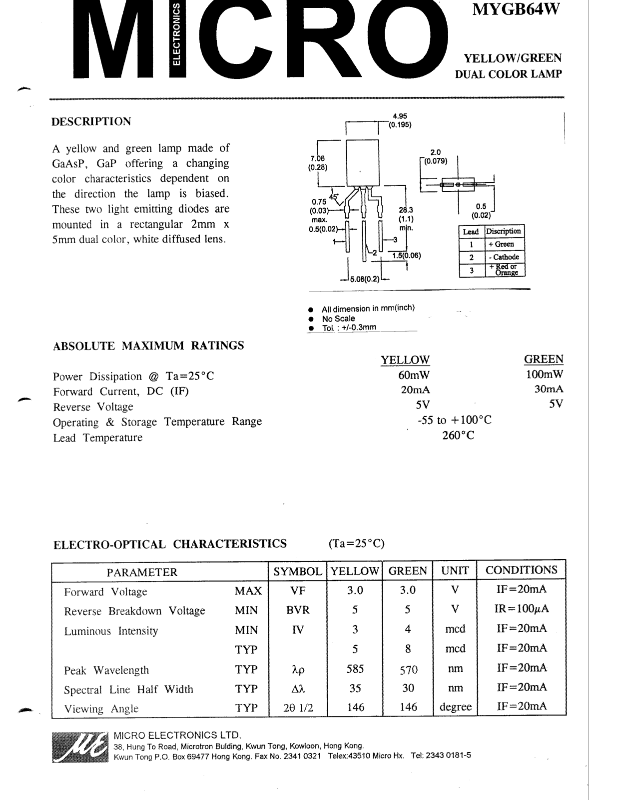 MICRO MYGB64W Datasheet