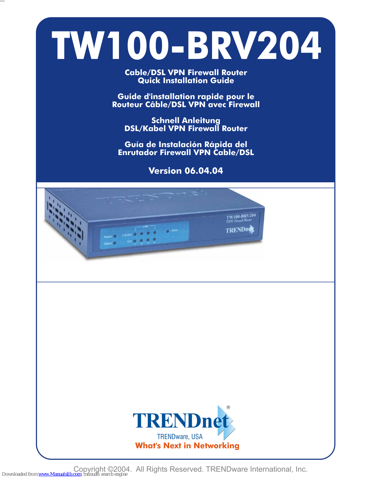 TRENDnet TW100-BRV204 - QUICK Quick Installation Manual