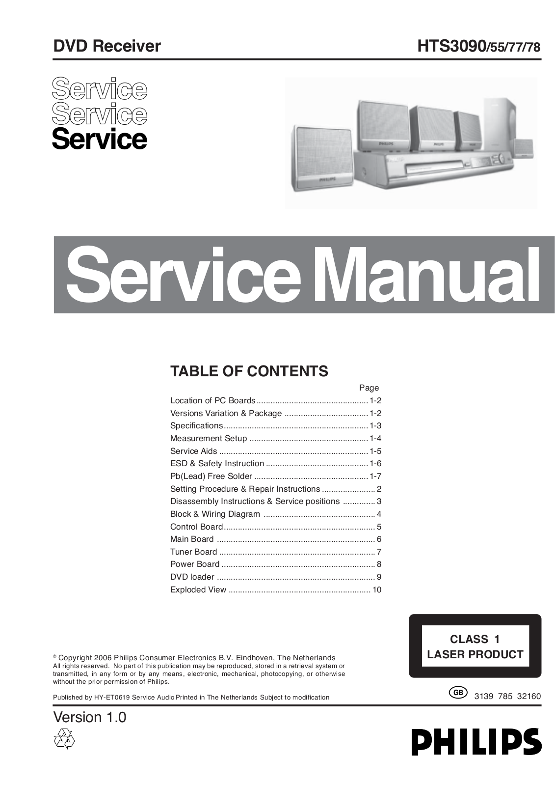 Philips HTS-3090 Service manual