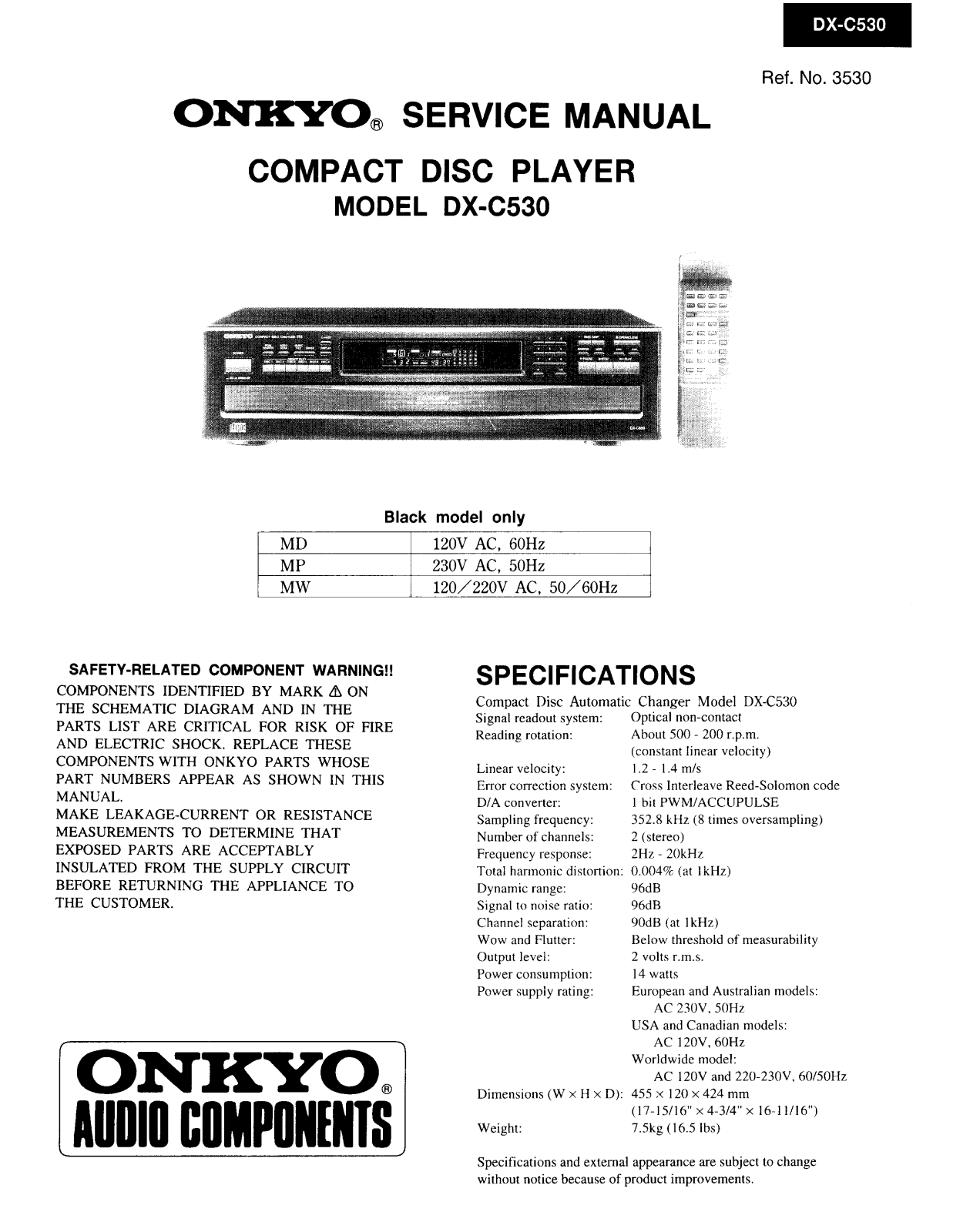 Onkyo DXC-530 Service Manual