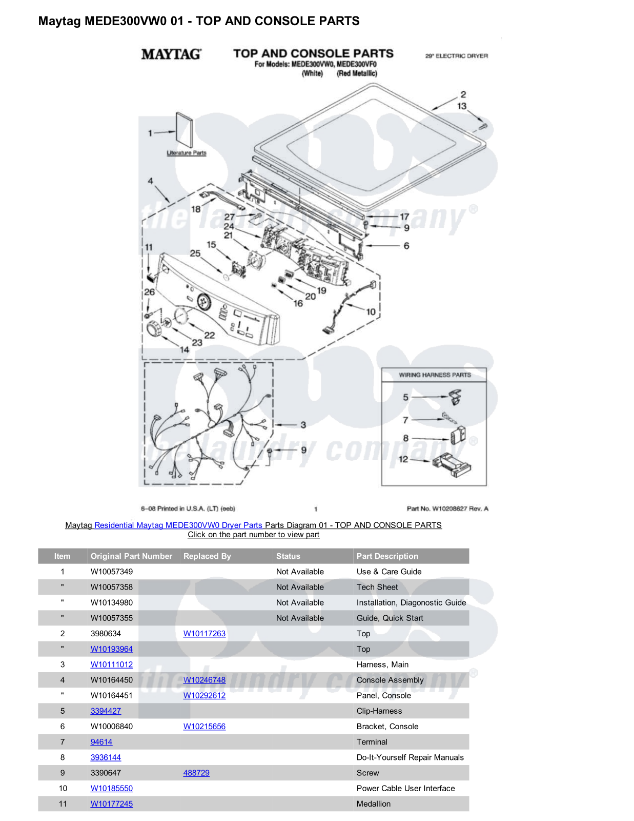 Maytag MEDE300VW0 Parts Diagram