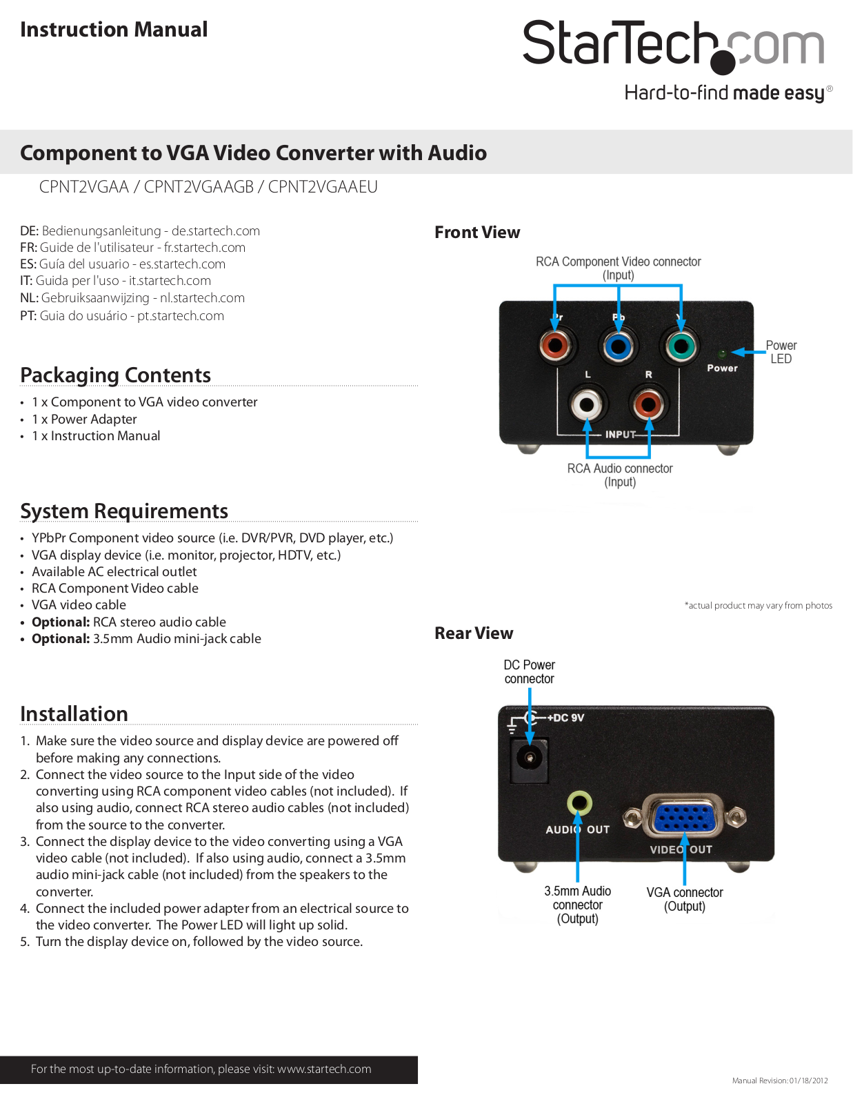 StarTech.com cpnt2vgaa User Manual