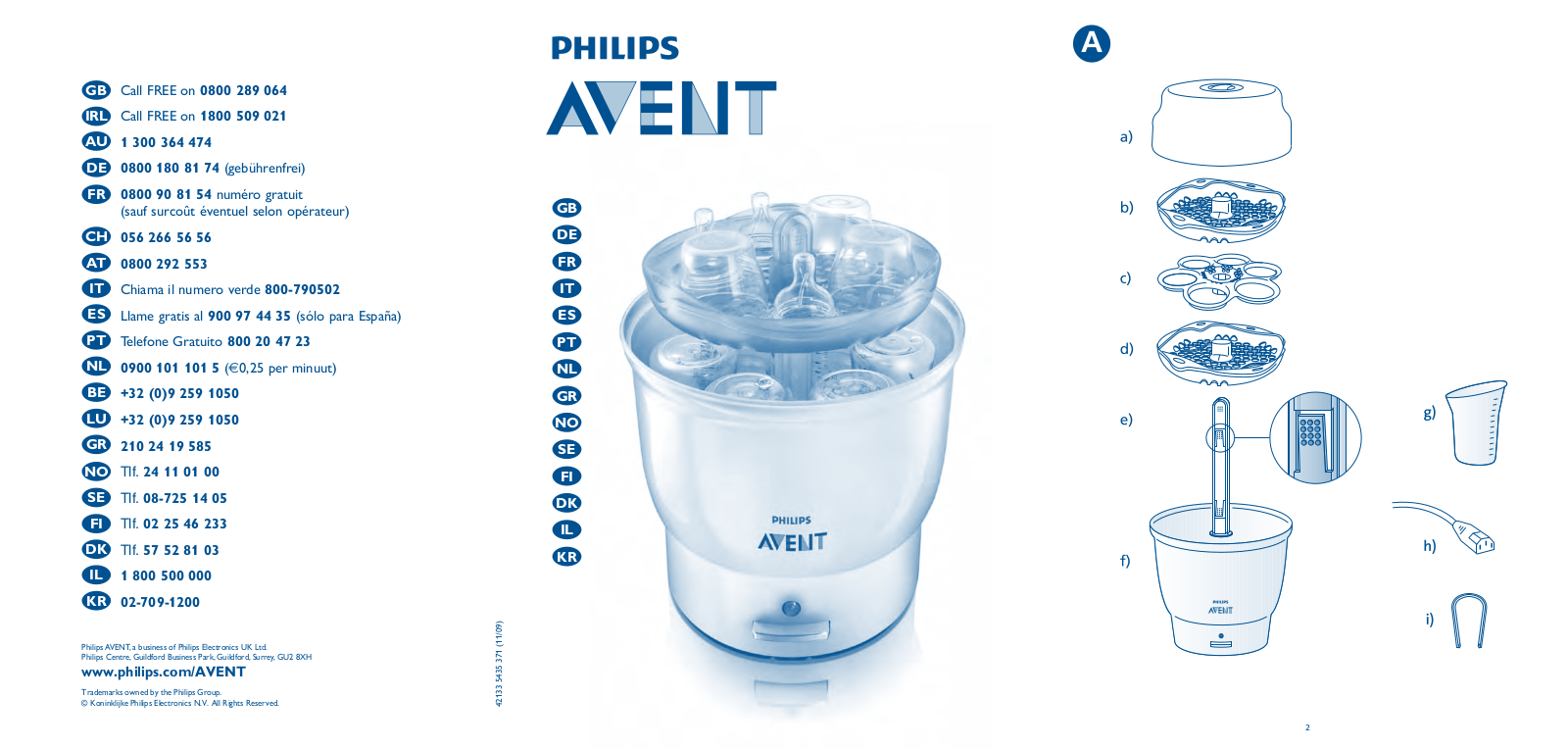 Philips AVENT Kit de inicio de esterilizador eléctrico User Manual