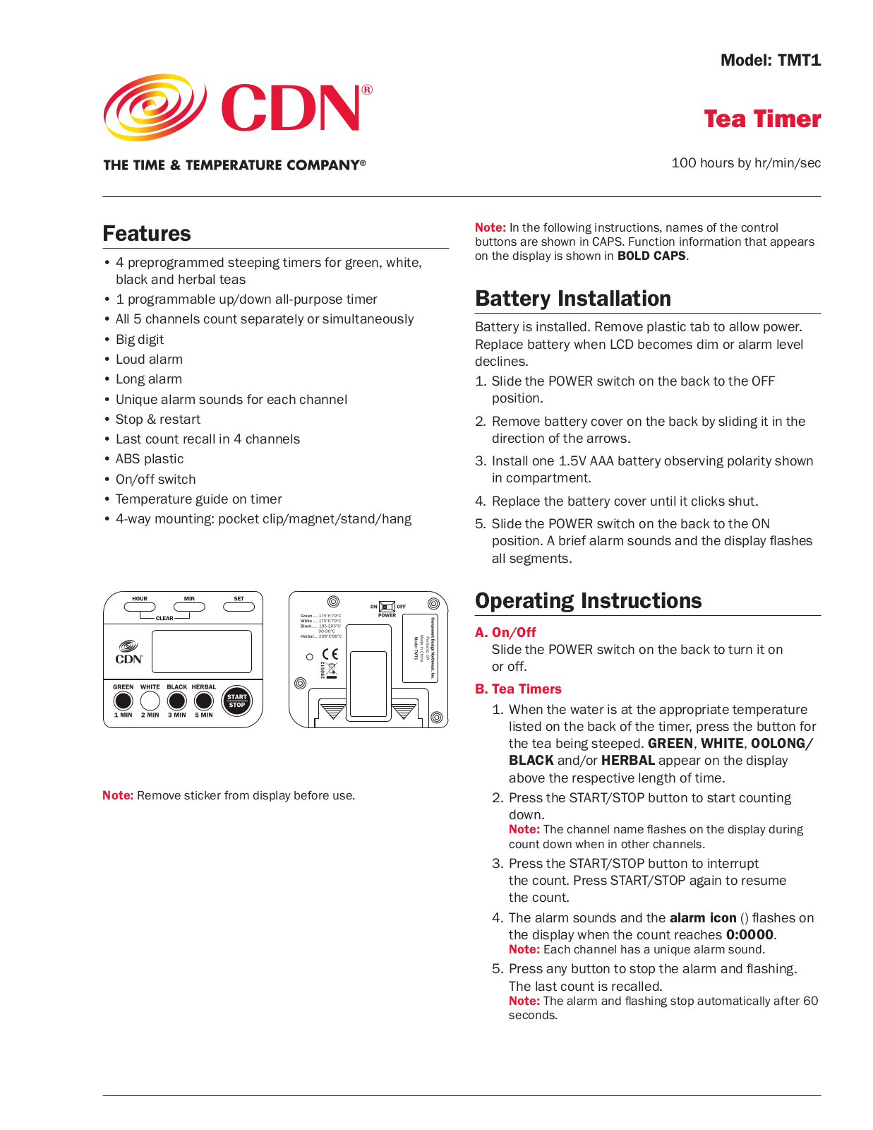 CDN TMT1 User Manual - ManualMachine.com