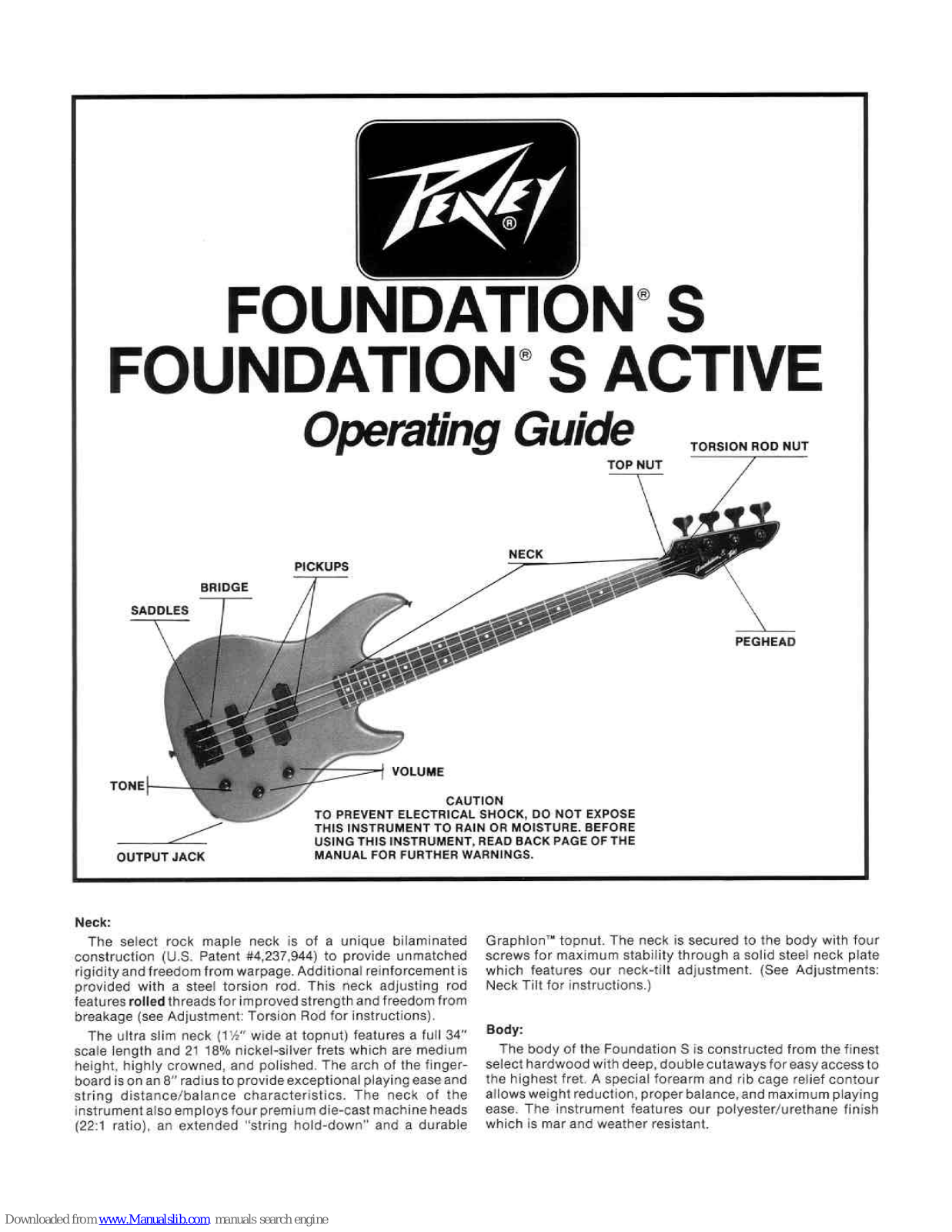 Peavey Foundation S Operating Manual