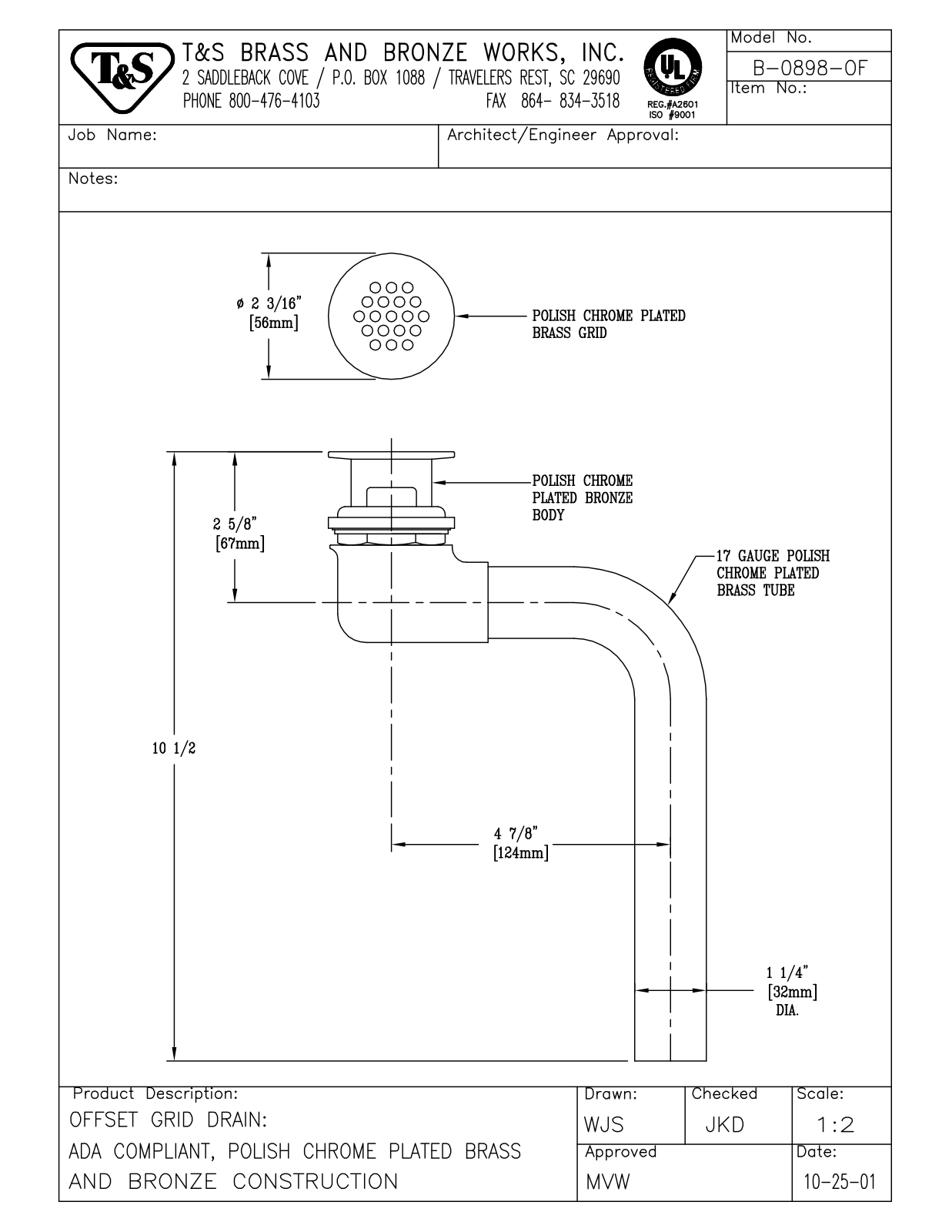 T&S Brass Manuals B-0898-OF User Manual