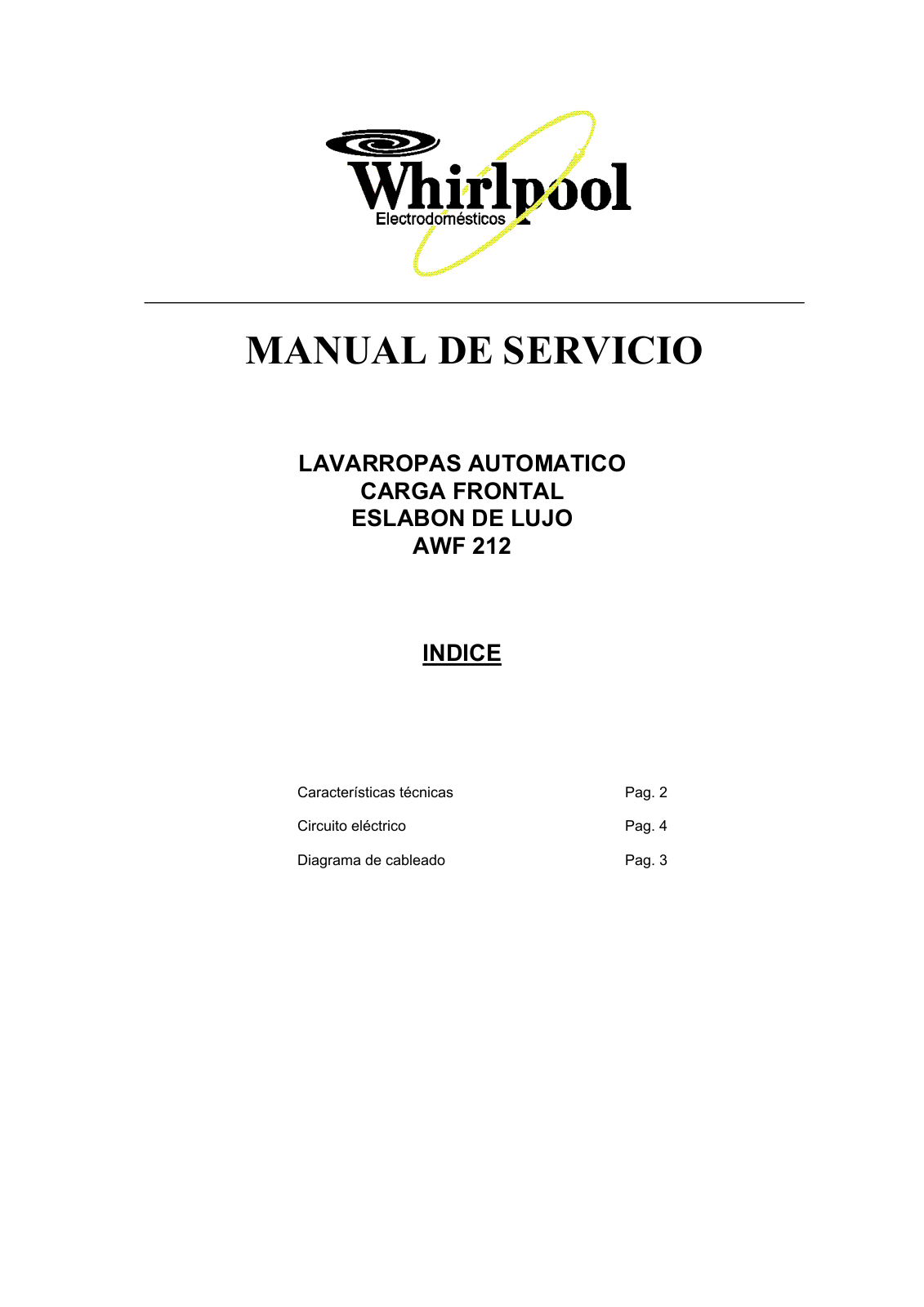 Whirlpool AWF-212 Service Manual