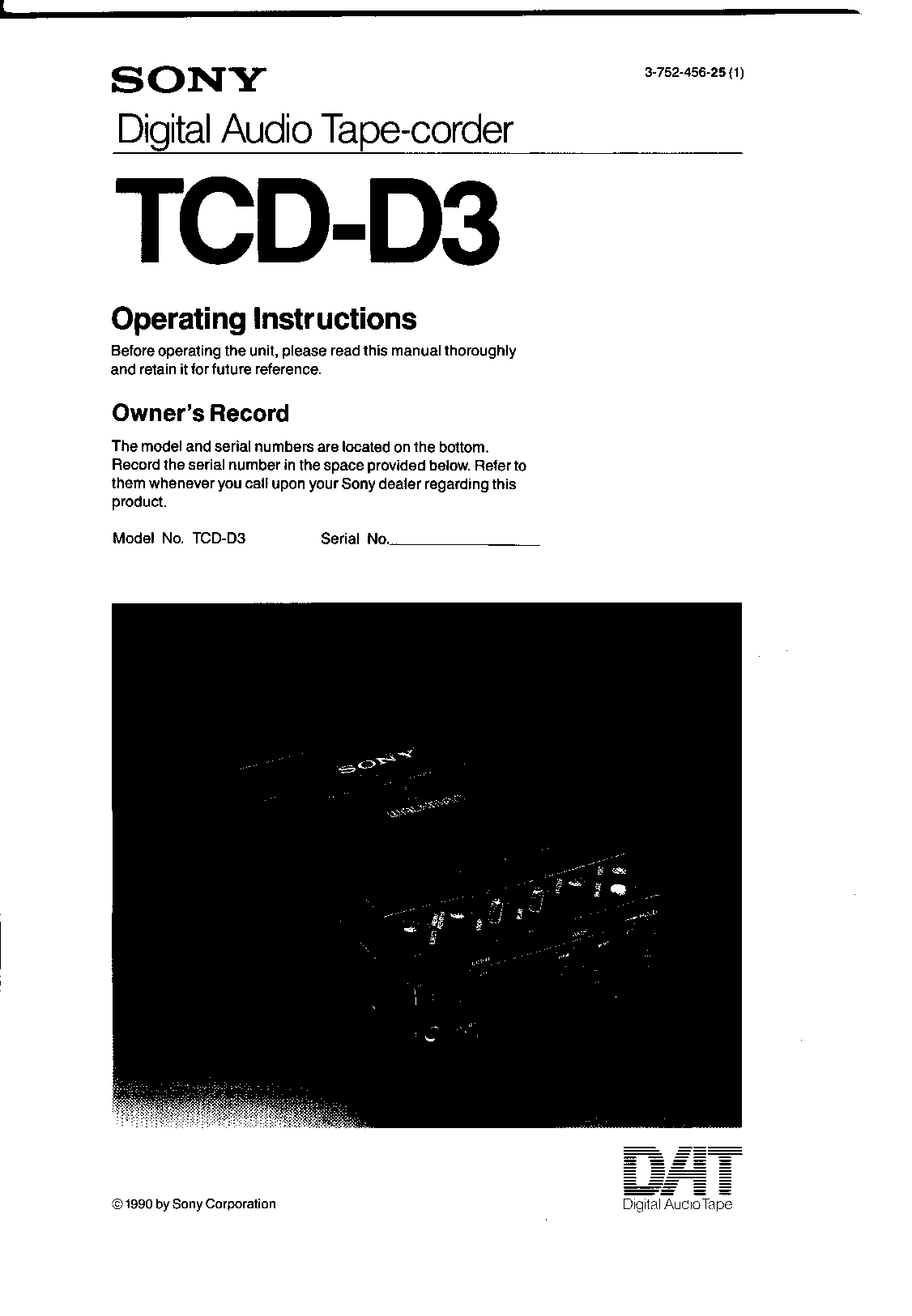 Sony TC-DD3 User Manual