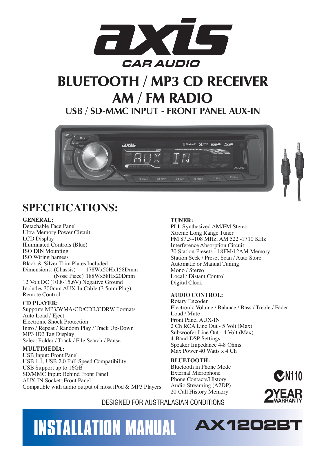 Axis AX1202BT Instruction Manual