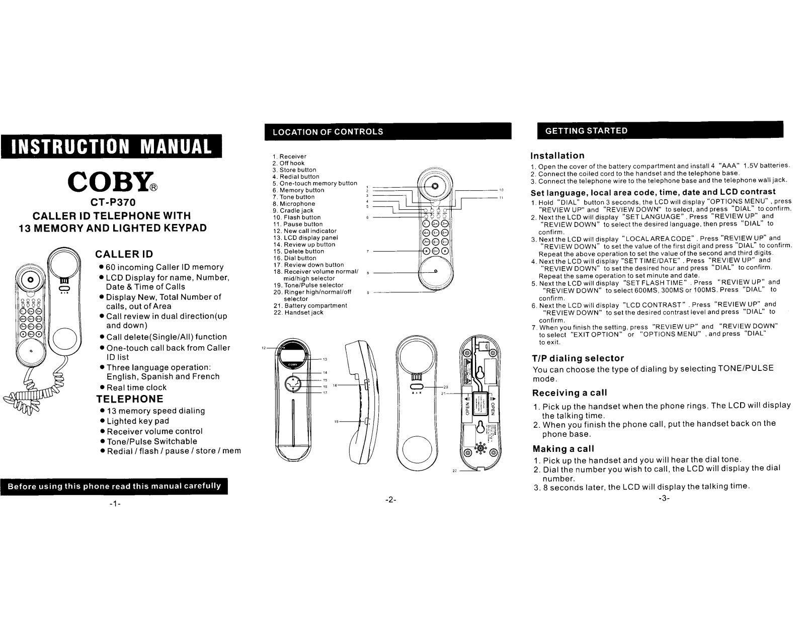 Coby CT-P370 User Manual