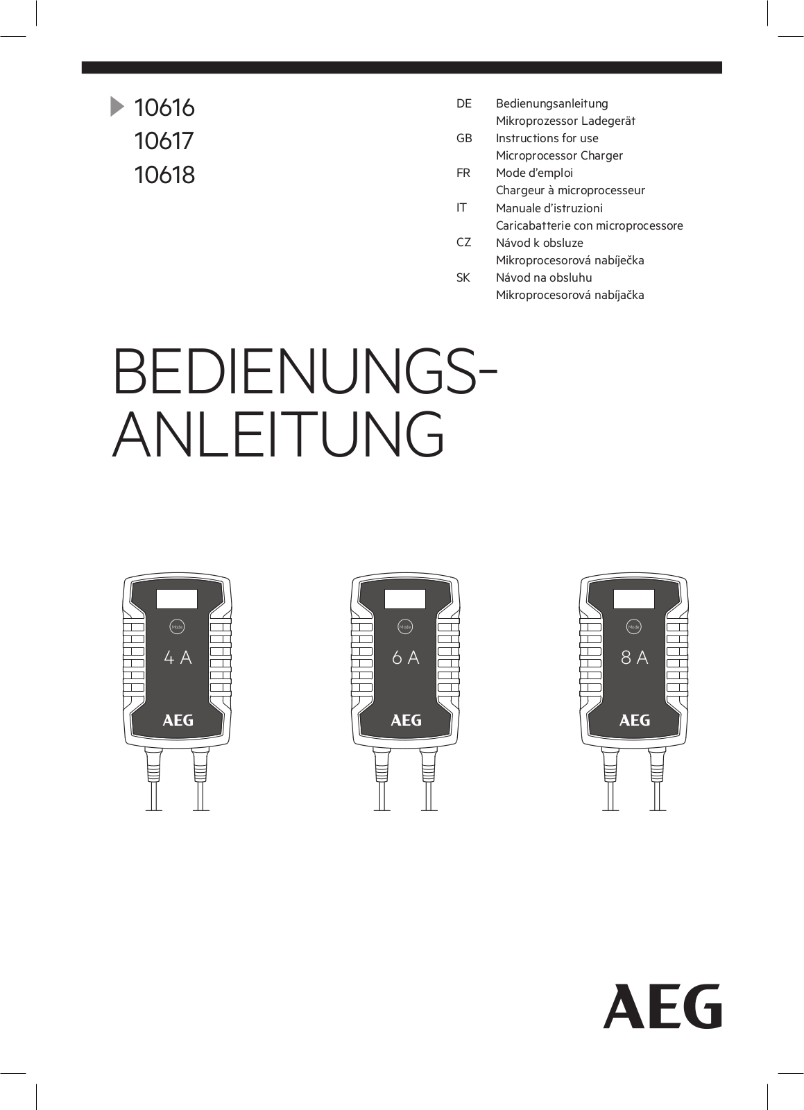 AEG 10616, 10617, 10618 operation manual