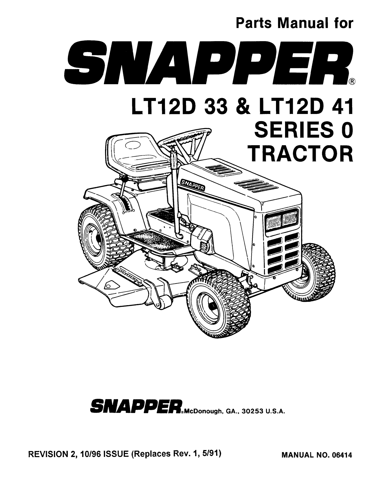 Snapper LT12D 33 User Manual