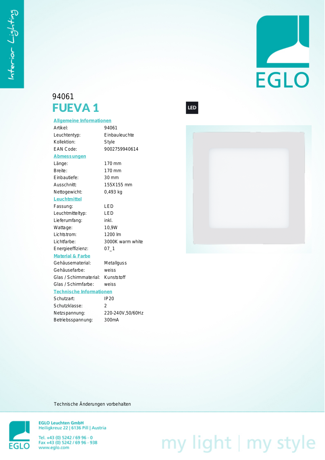 Eglo 94061 Service Manual