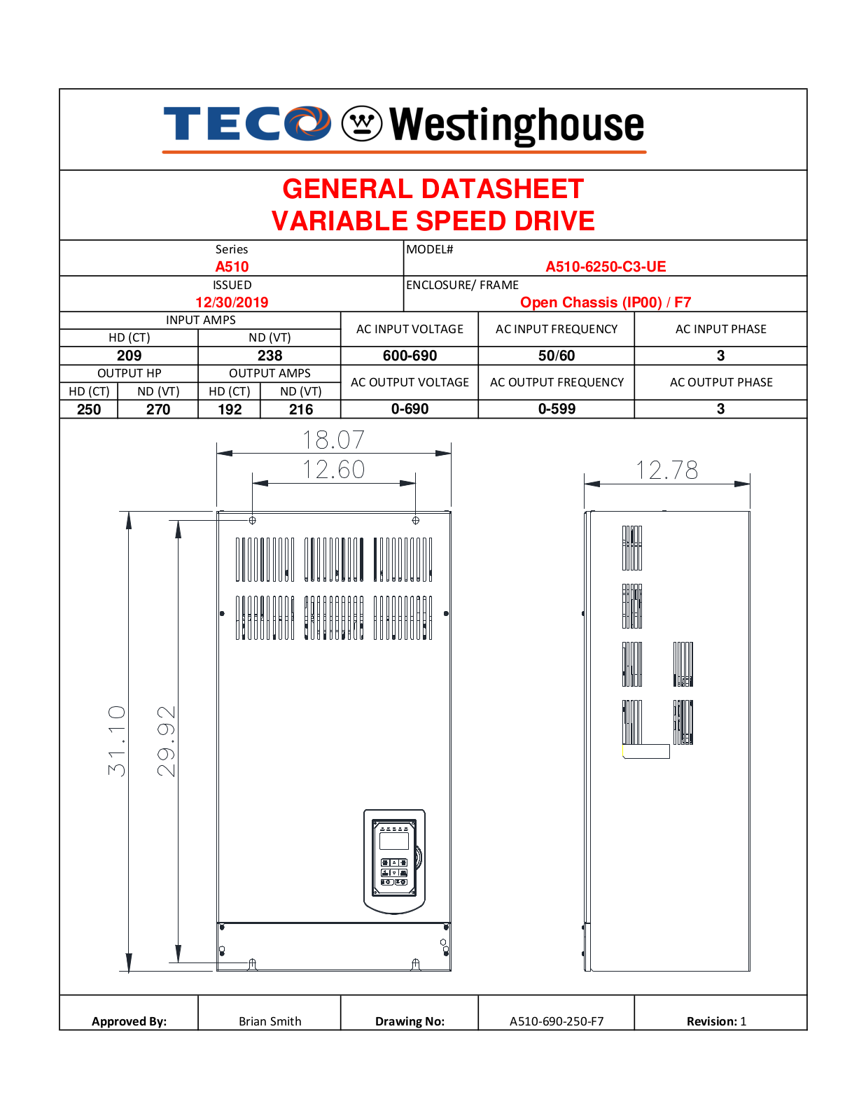 Teco A510-6250-C3-UE Data Sheet