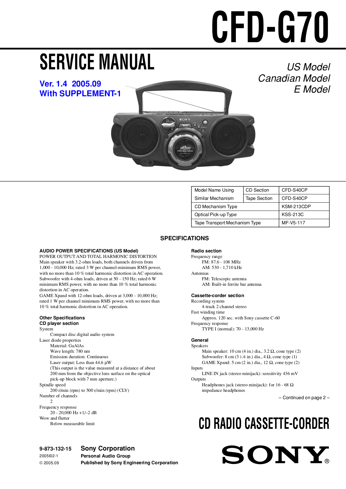 SONY CFD G700CP Service Manual