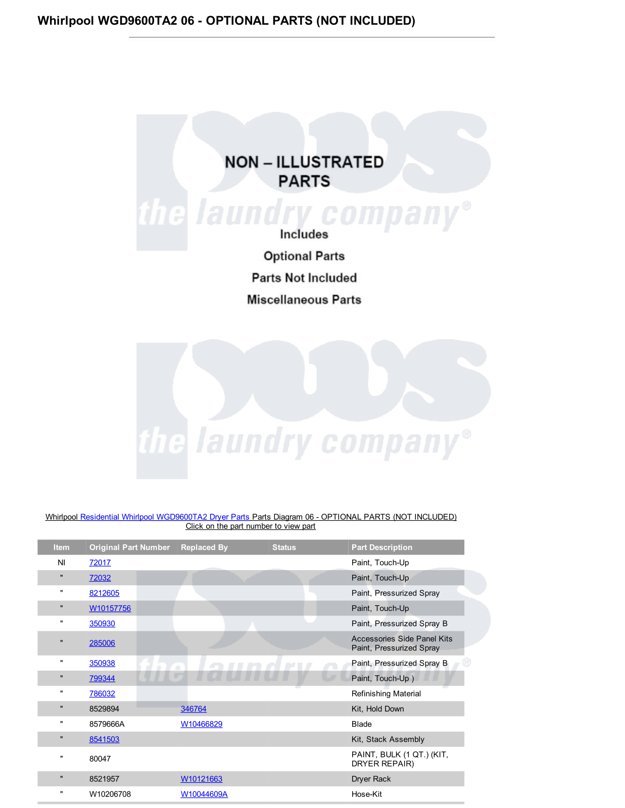 Whirlpool WGD9600TA2 Parts Diagram