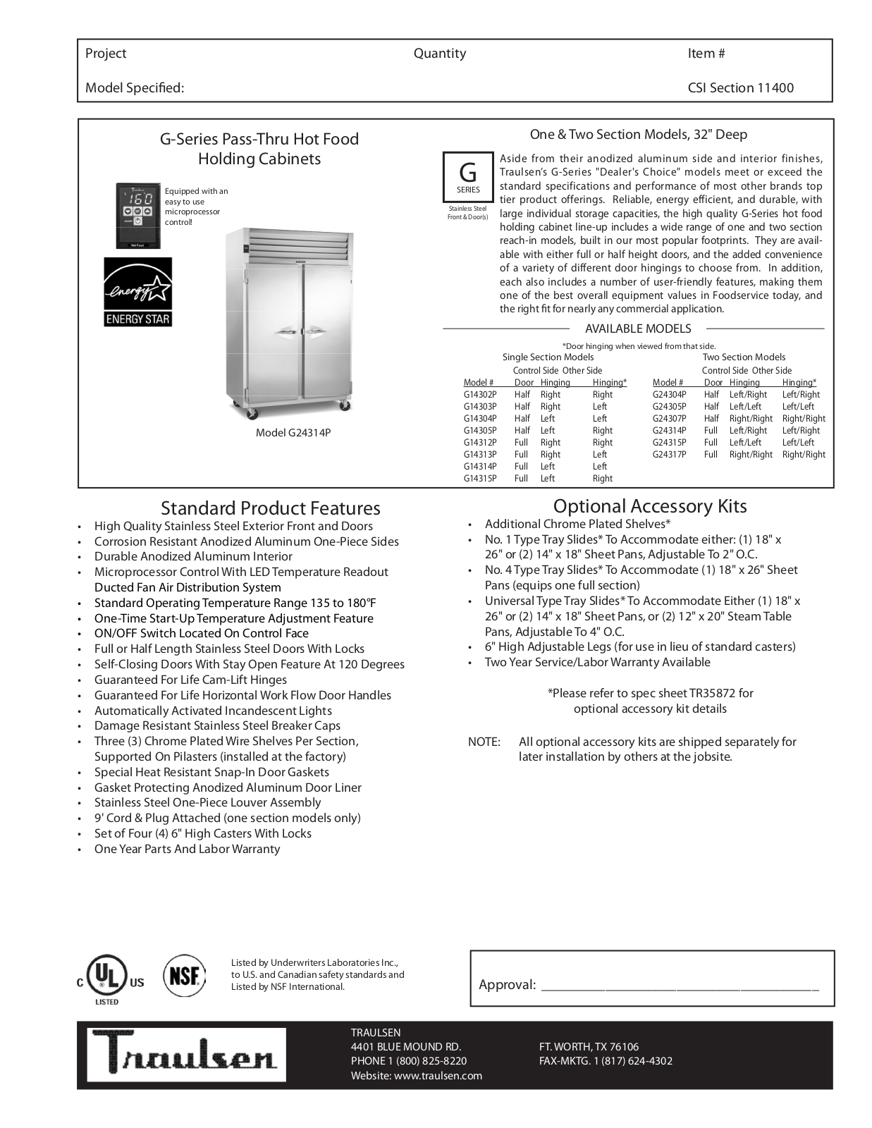 Mannhart G24314P Specifications - ManualMachine.com
