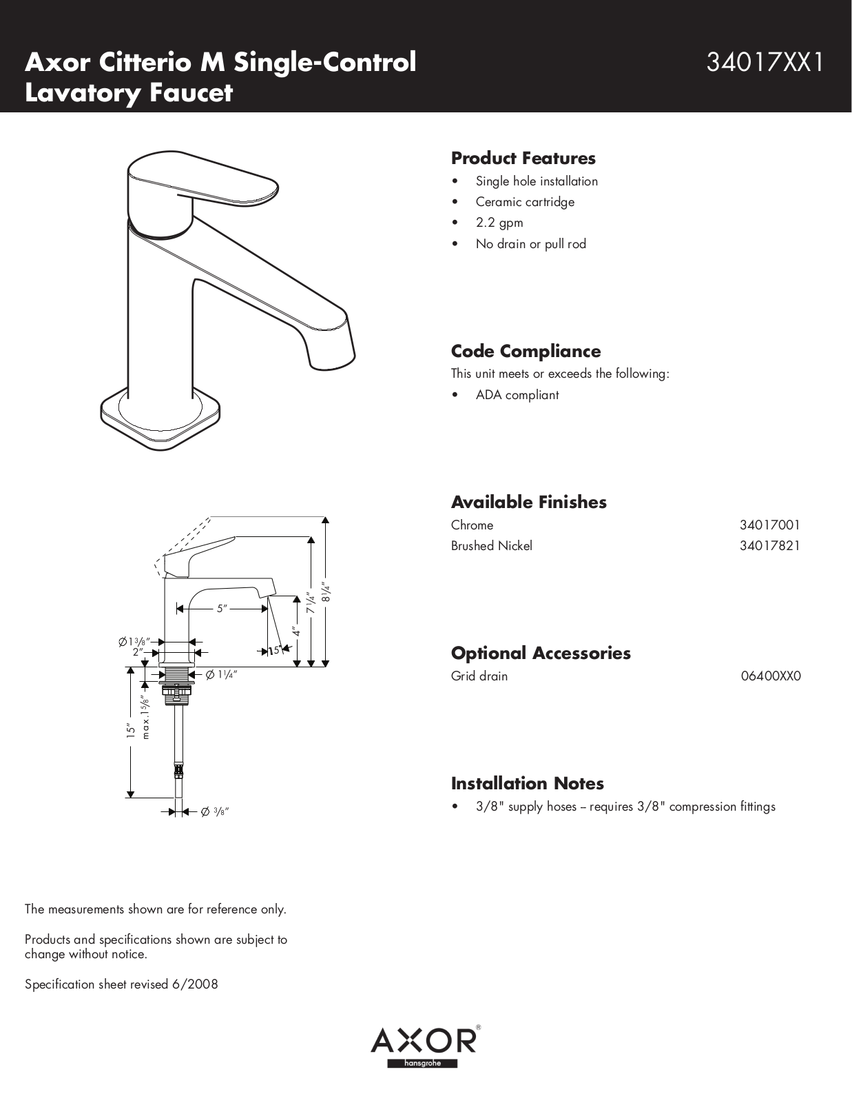 Hans Grohe 34017XX1 User Manual