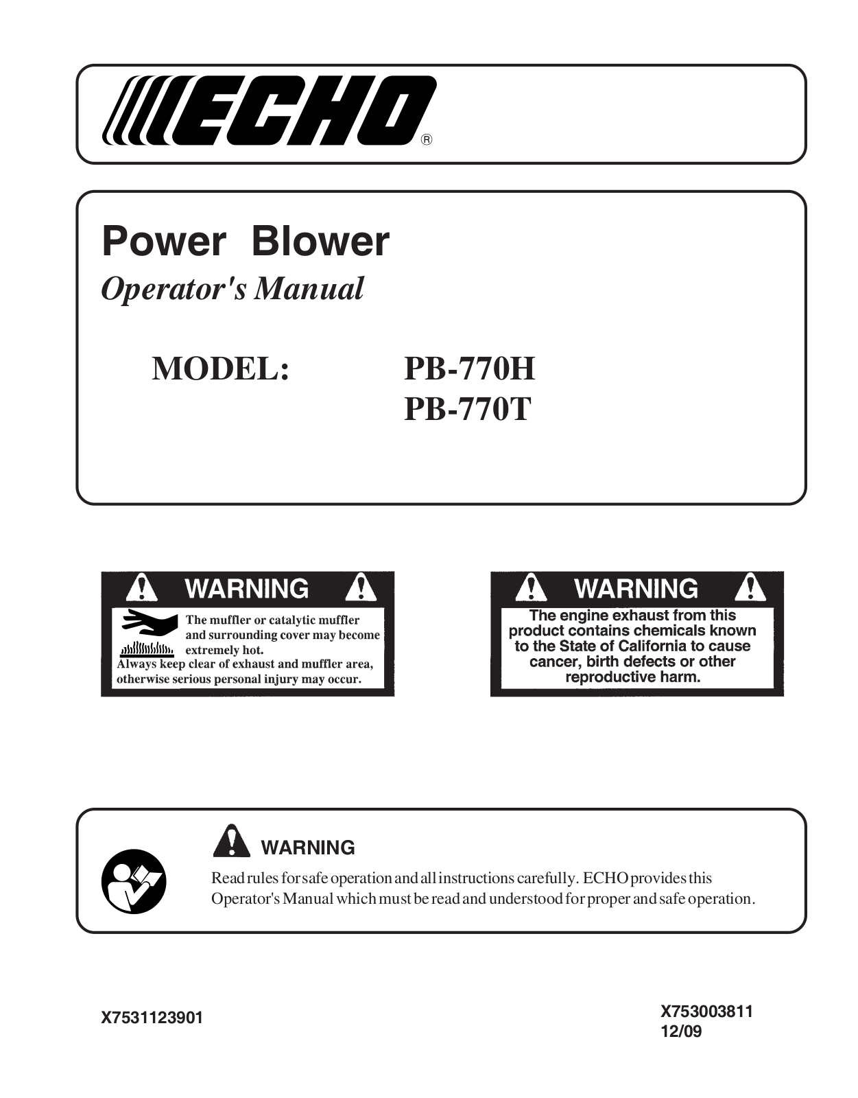 Echo PB-770T, PB-770H User Manual