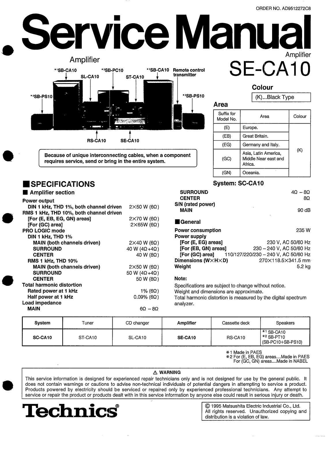 Technics SE-CA10 Schematic