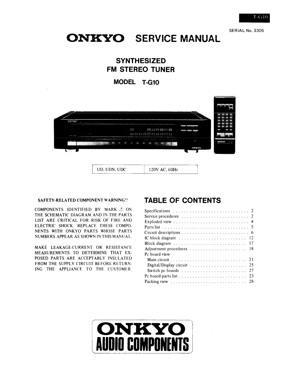 Onkyo TG-10 Service manual