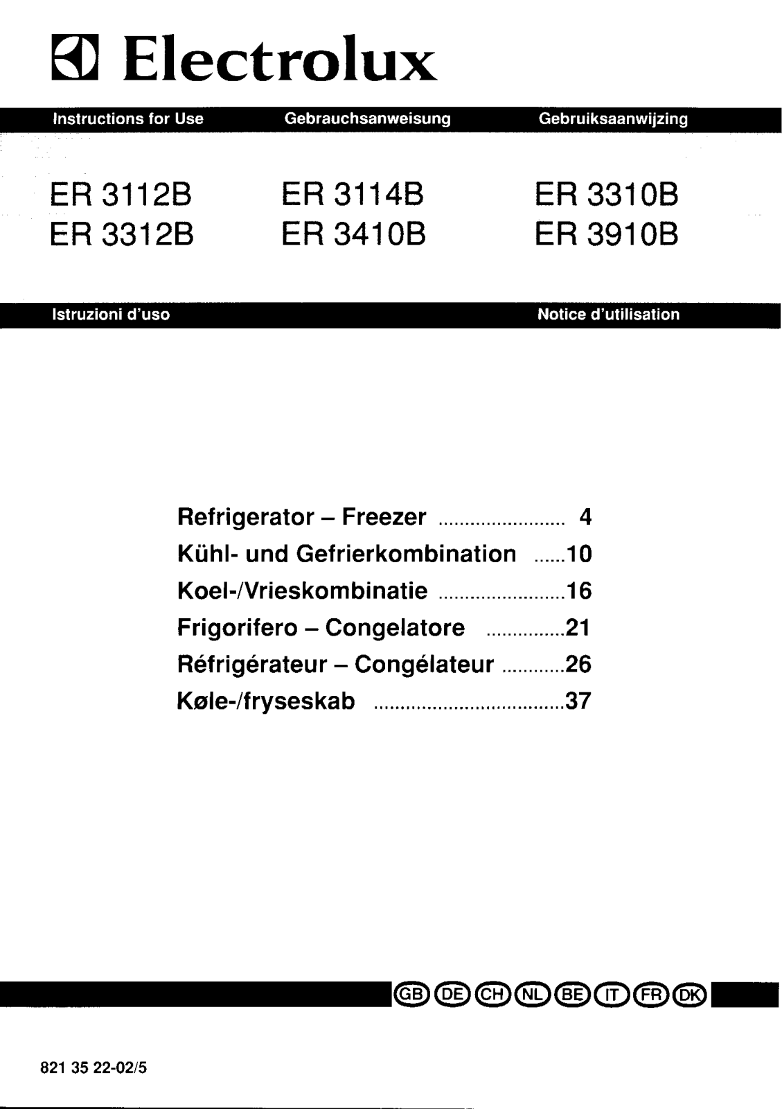 electrolux er 3114b, er 3310b, er 3312b, er3410b, er 3910b User Manual