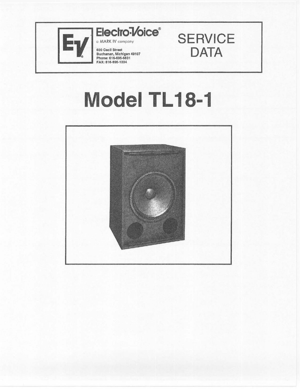 Electro-Voice TL18-1 User Manual