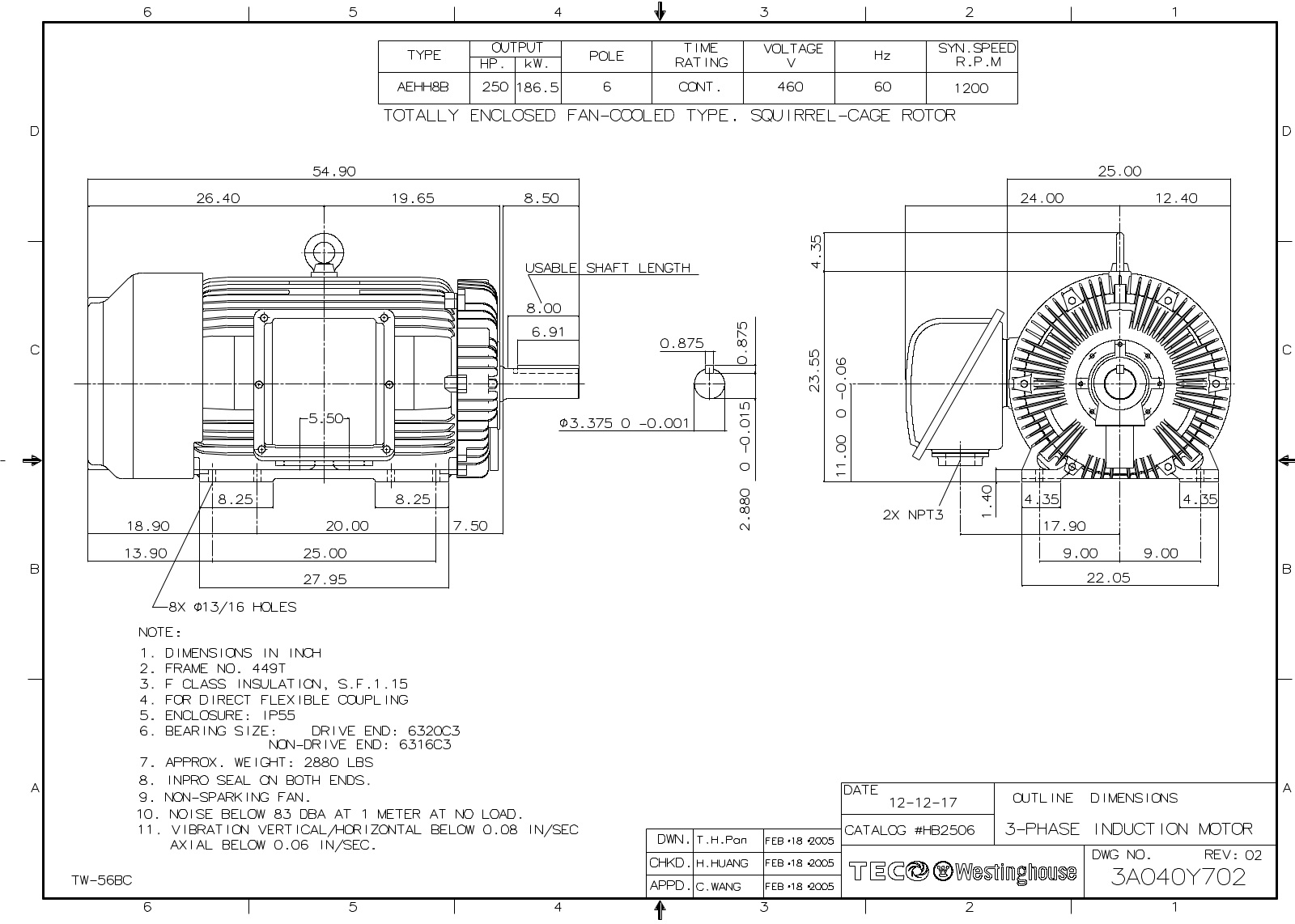 Teco HB2506 Reference Drawing