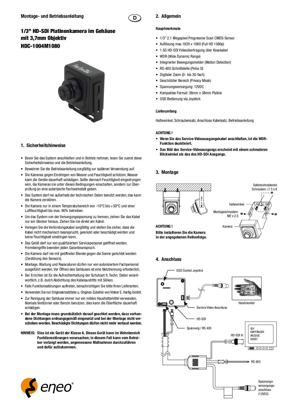 Eneo HDC-1004M1080 User Manual