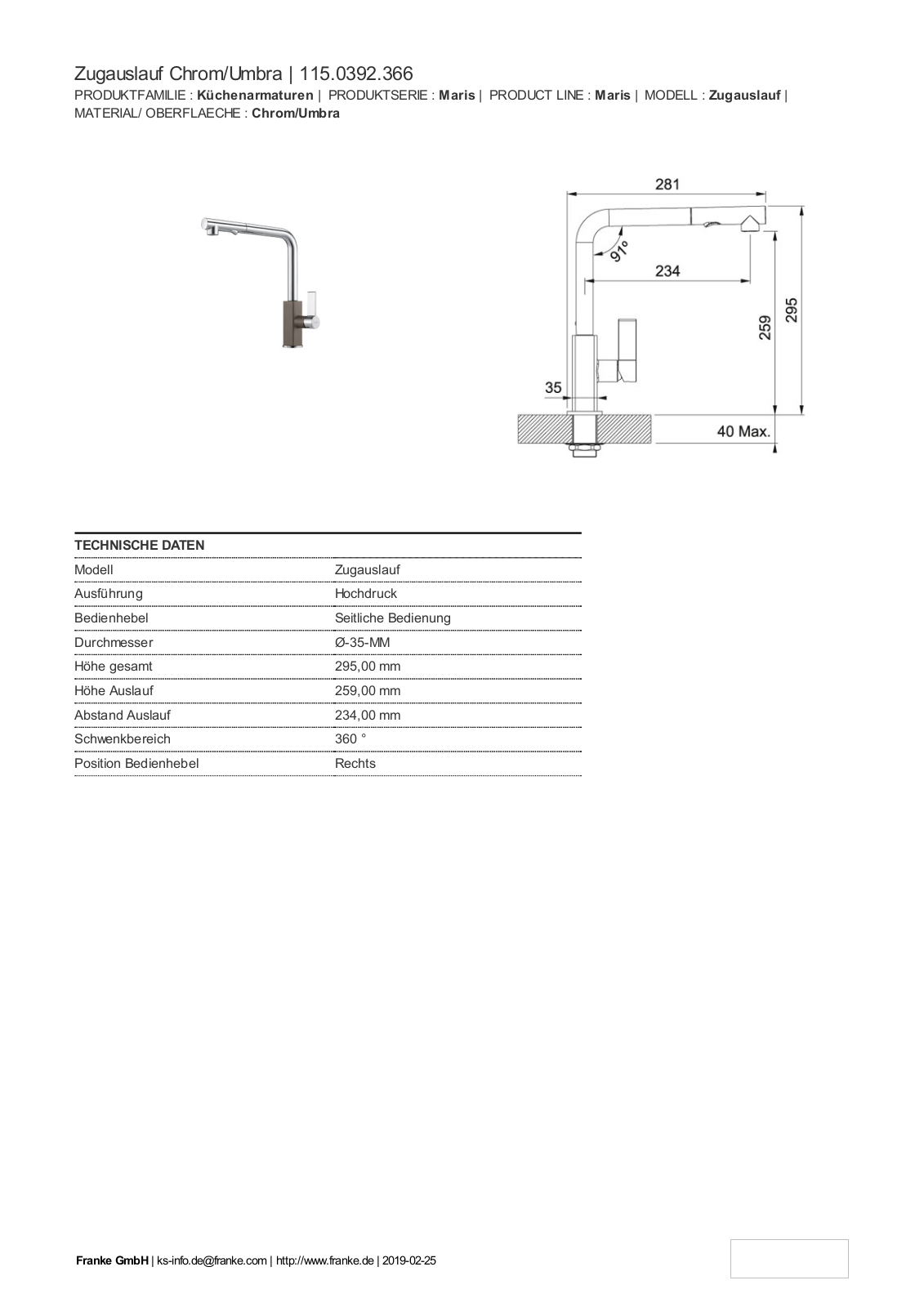 Franke 115.0392.366 Service Manual