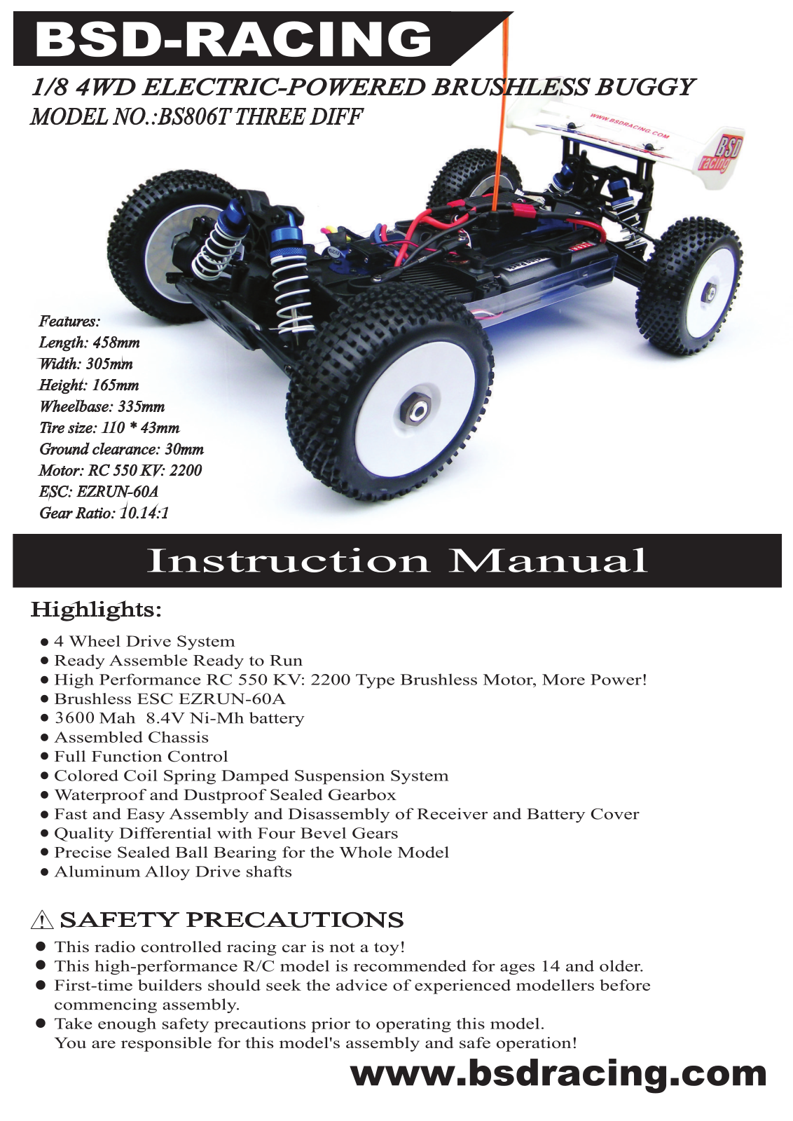 BSD Racing BS806T User guide - ManualMachine.com