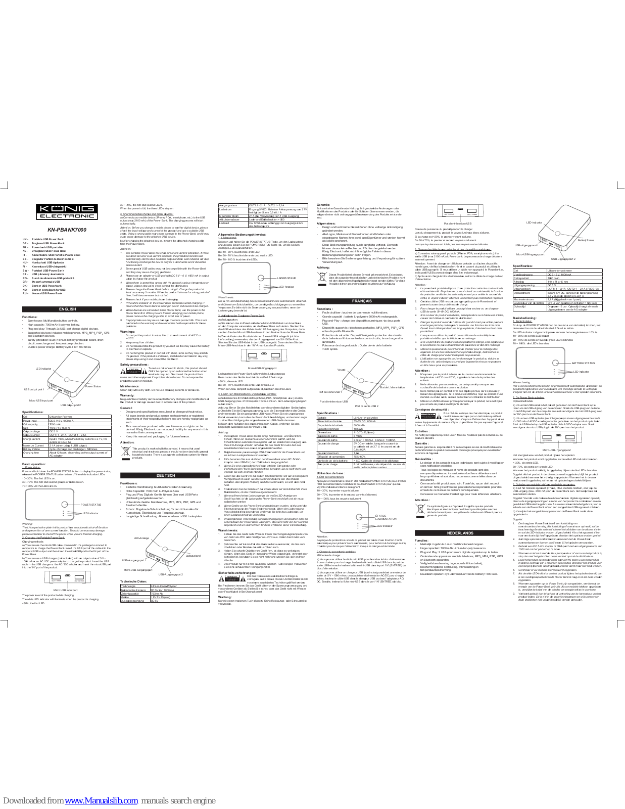 Konig KN-PBANK7000 User Manual