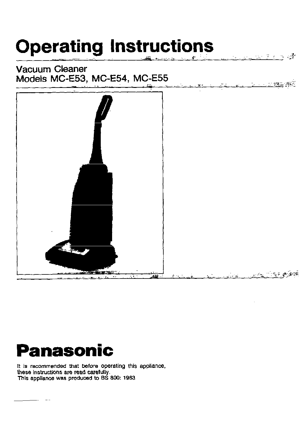 Panasonic MC-E55, MC-E54, MC-E53 User Manual