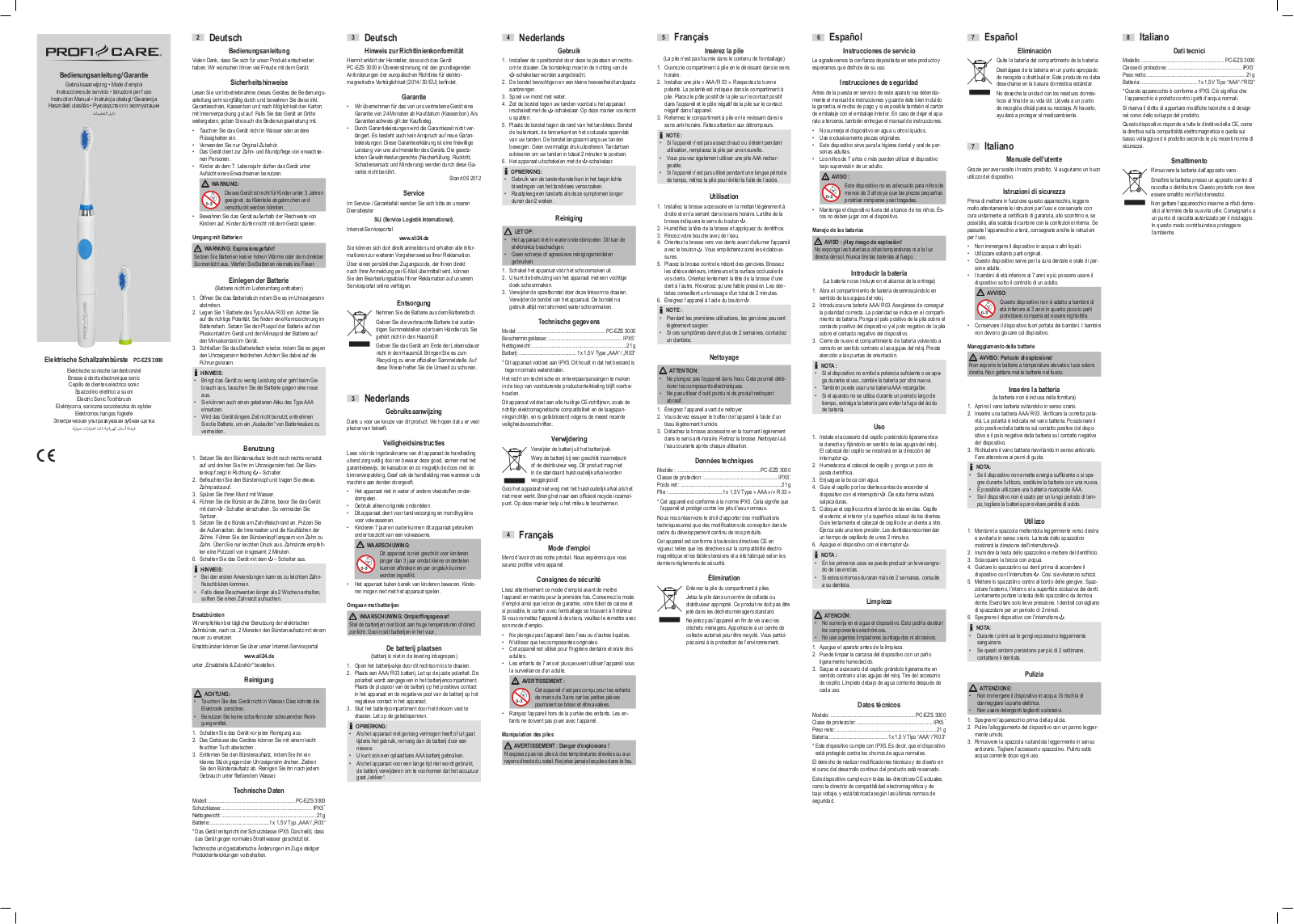 PROFICARE EZS3000 User Manual