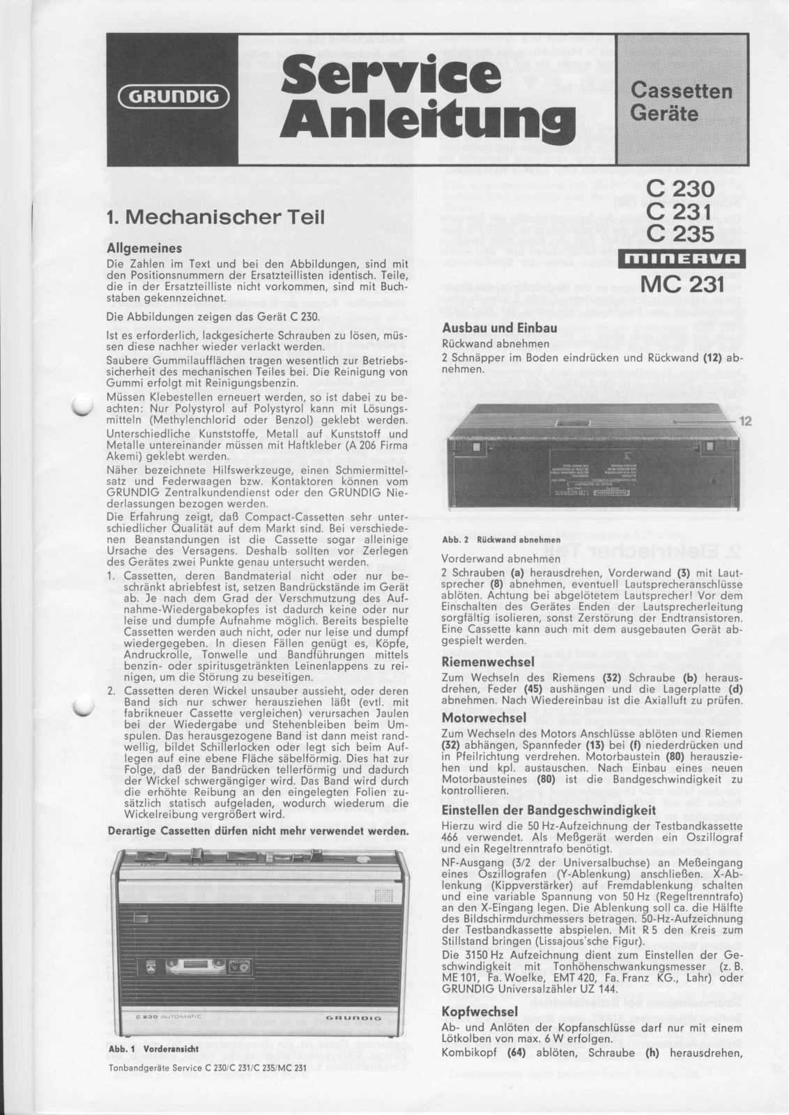 Grundig C-231, C-230, MC-231, C-235 Service Manual