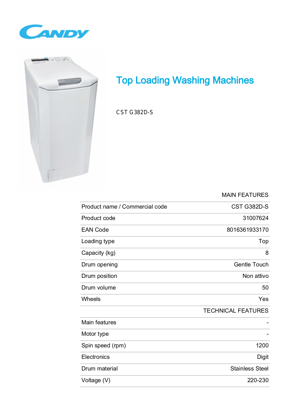 Candy CST G382D-S User Manual